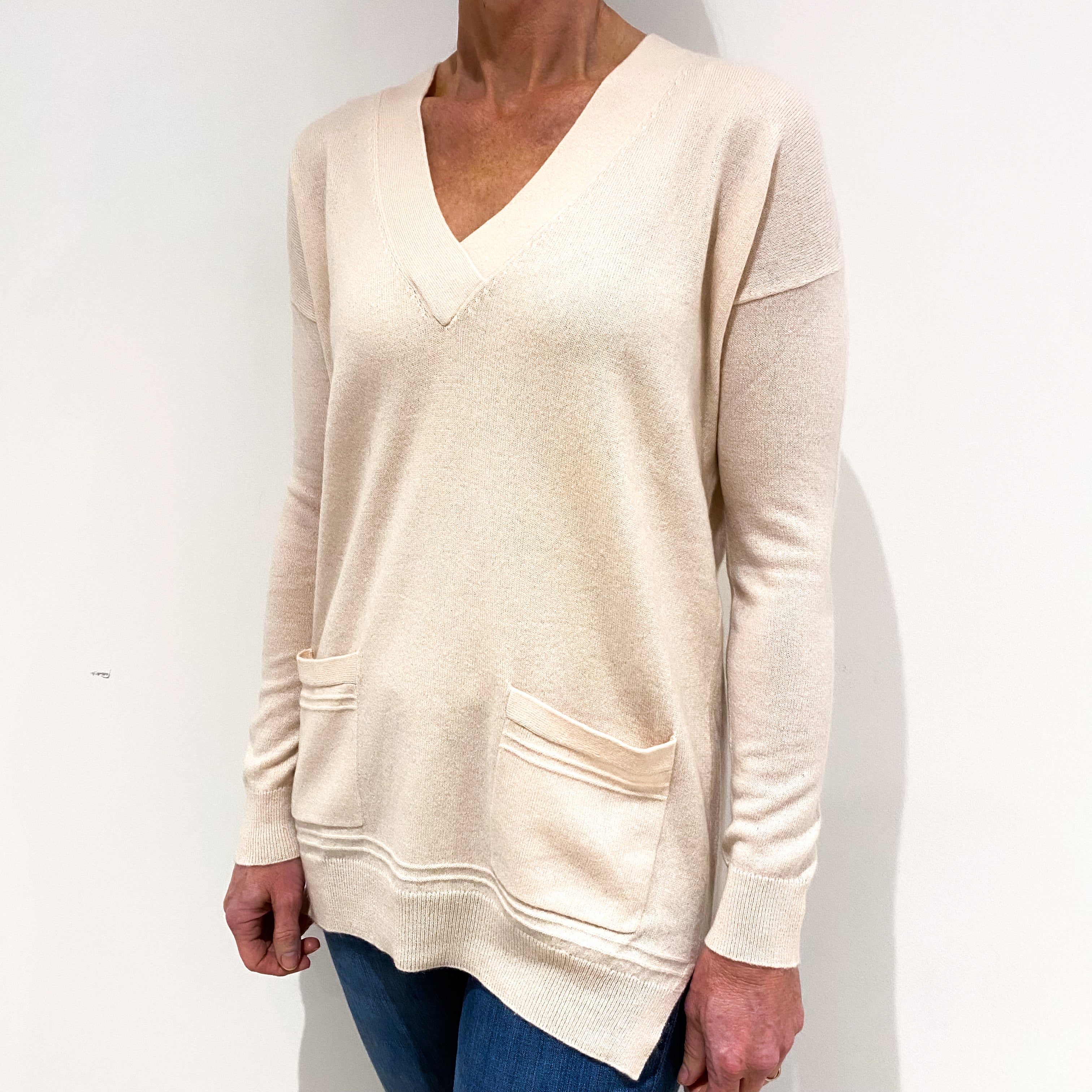 Soft Shell Cream Cashmere V Neck Jumper Small