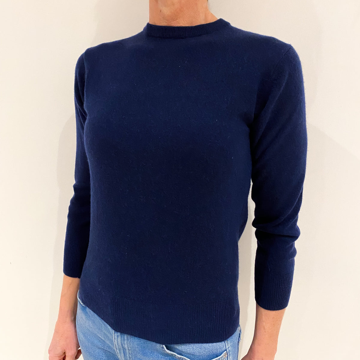 King of Scotland Navy Blue Cashmere Crew Neck Jumper Small
