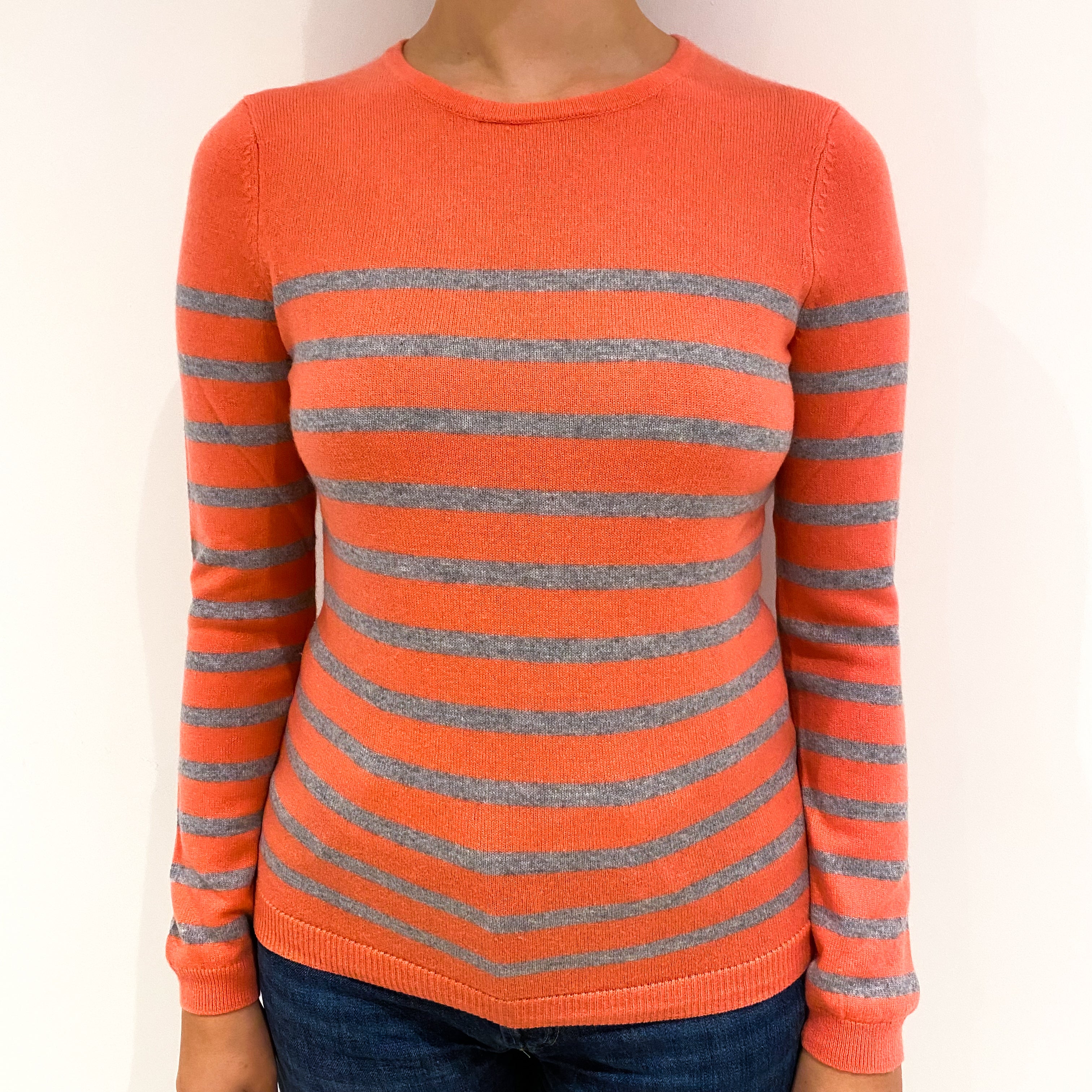 Coral Pink Cashmere Crew Neck Jumper Small