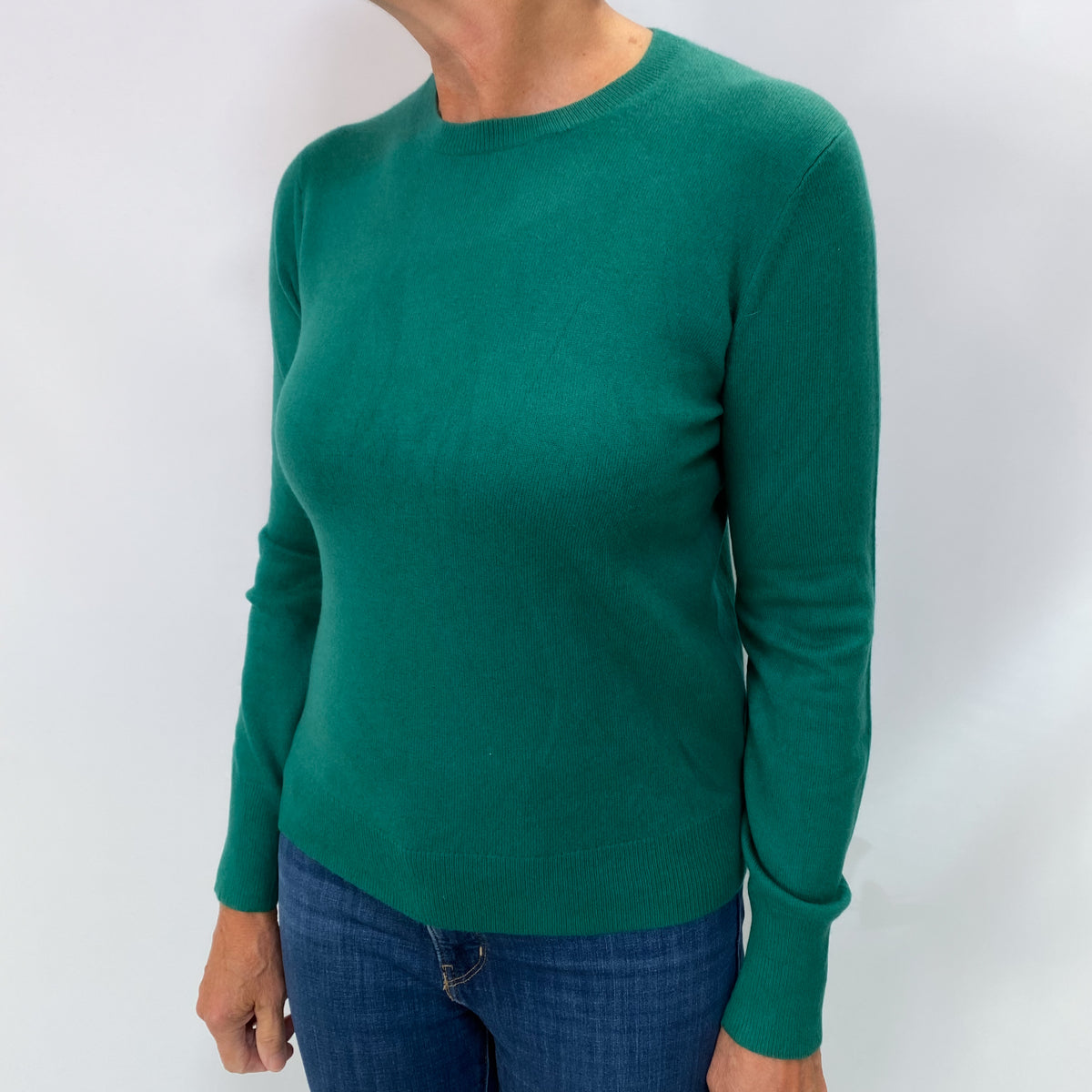 Lincoln Green Cashmere Crew Neck Jumper Medium