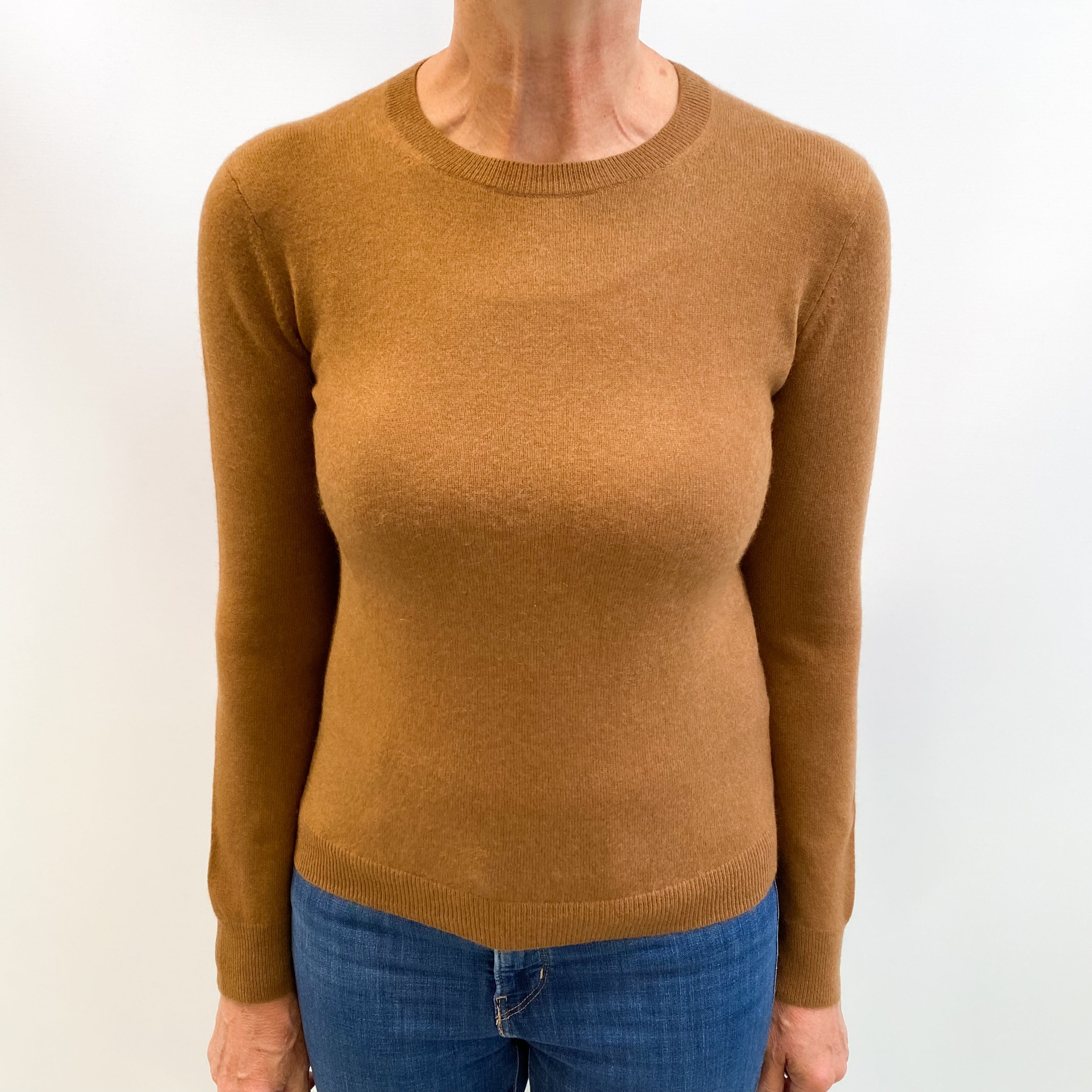Cinnamon Brown Cashmere Crew Neck Jumper Medium