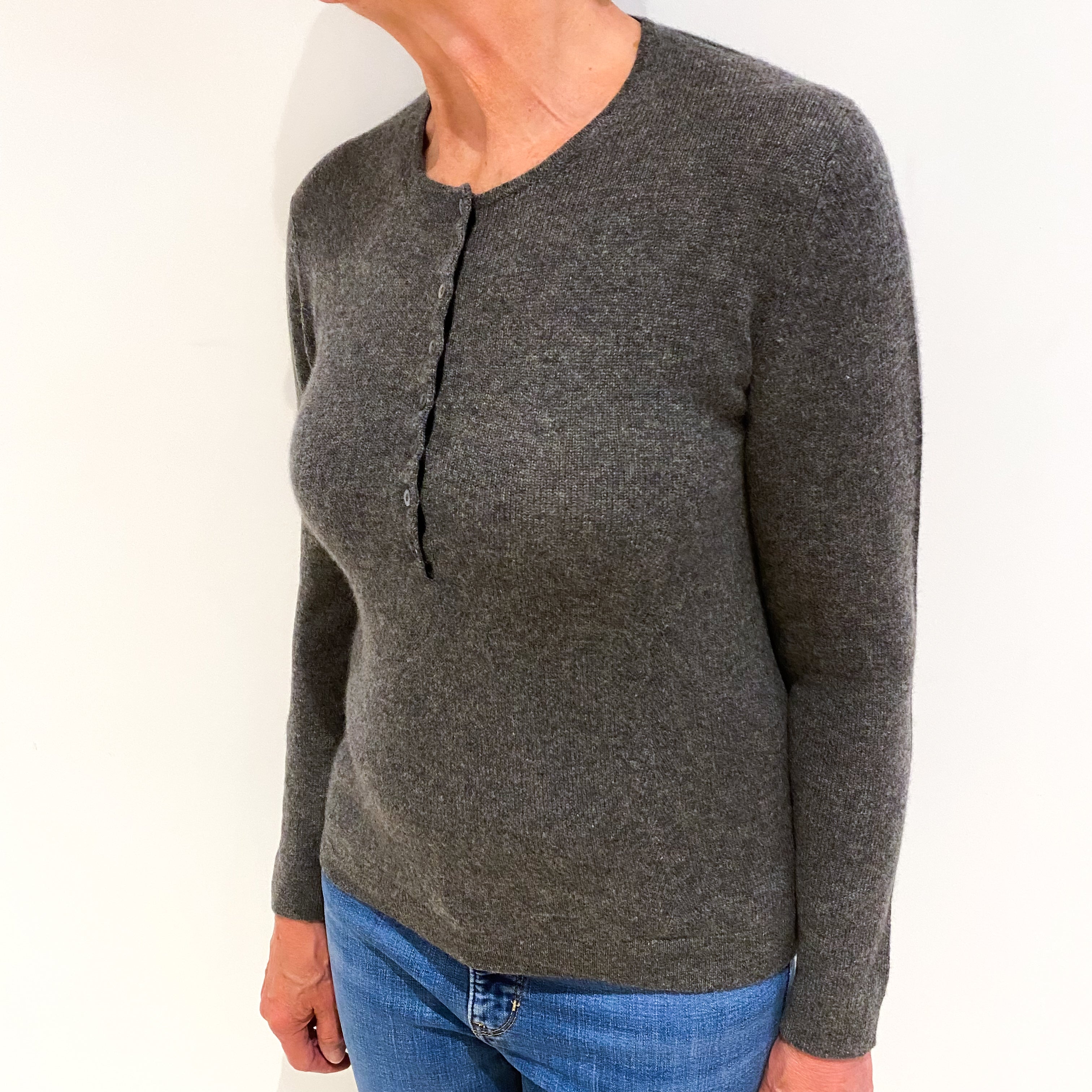 Brora Slate Grey Cashmere Crew Neck Jumper Medium