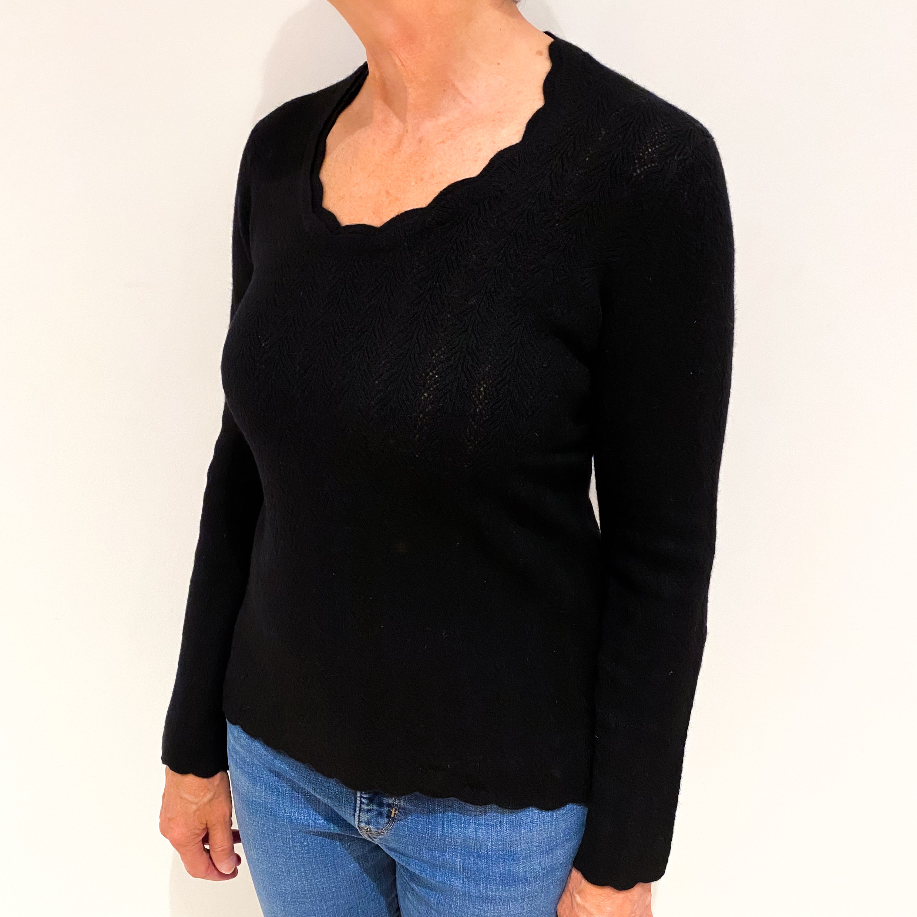 Black Cashmere Scoop Neck Jumper Medium