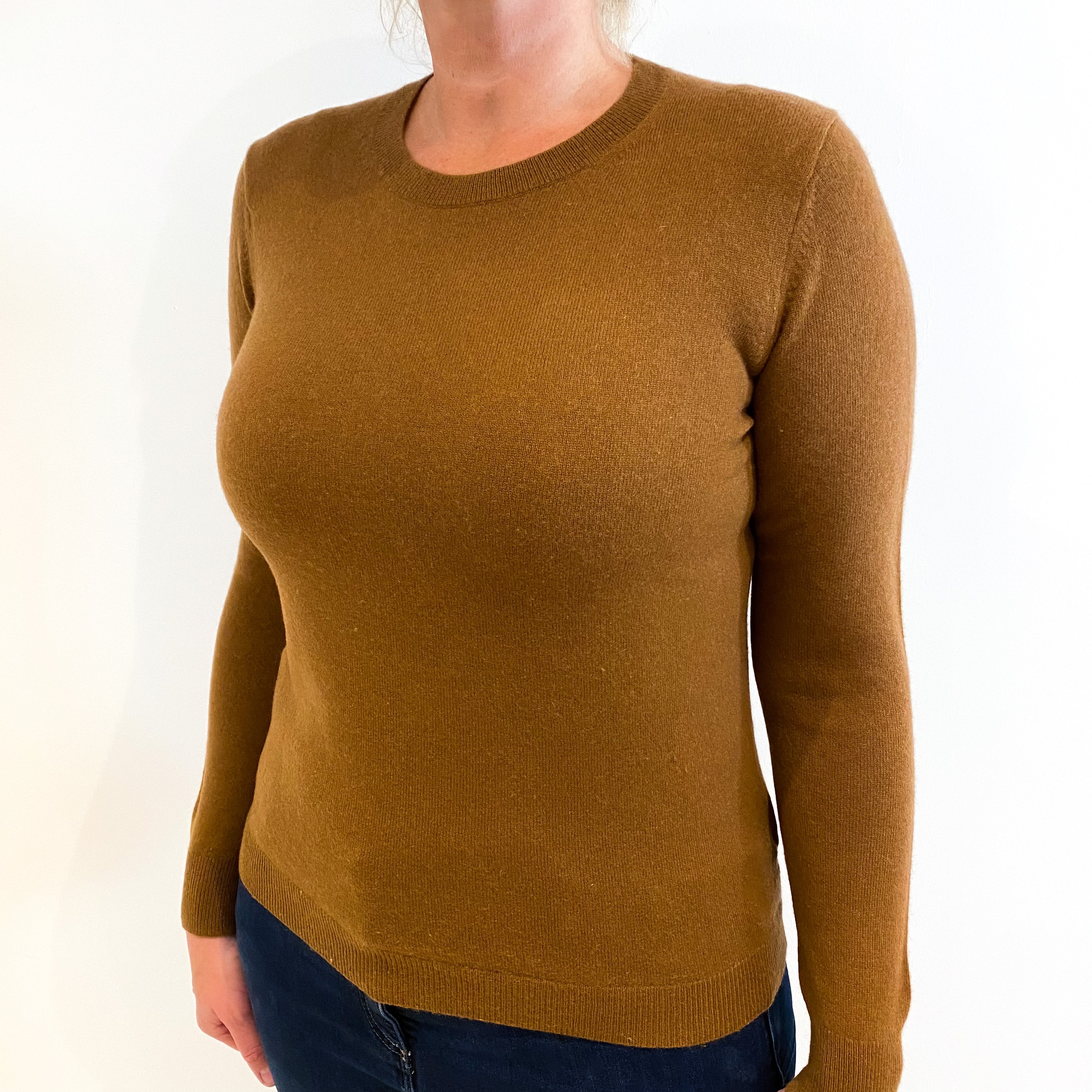 Caramel Brown Cashmere Crew Neck Jumper Large