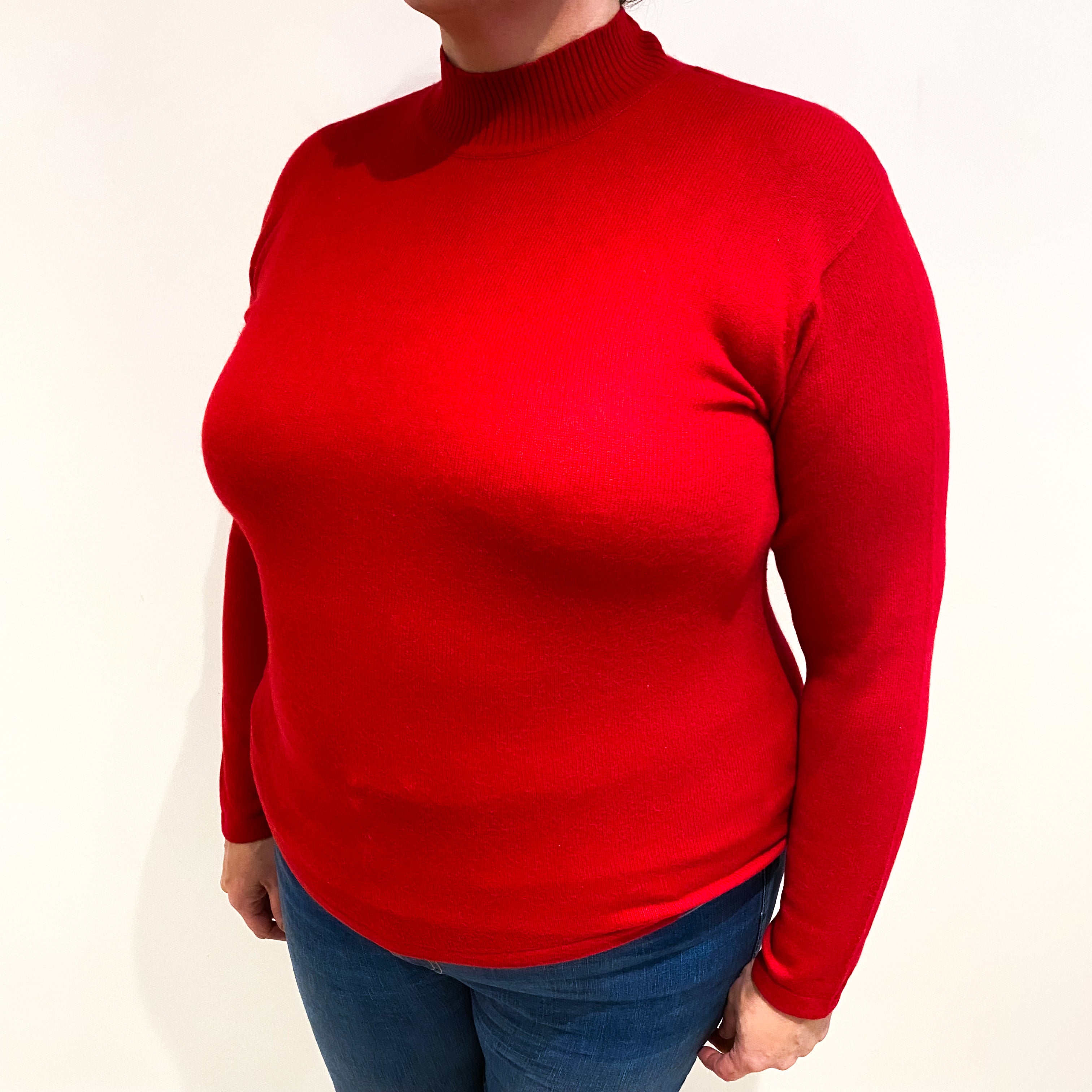 Scarlet Red Cashmere Turtle Neck Jumper Extra Large