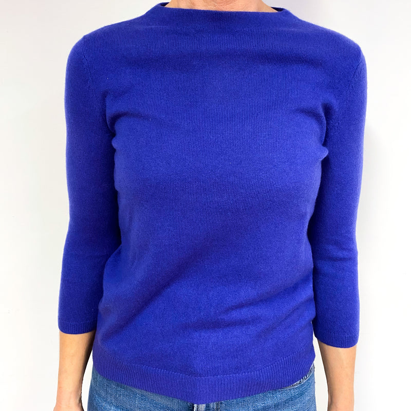 Cobalt Blue Cashmere Crew Neck Jumper Medium