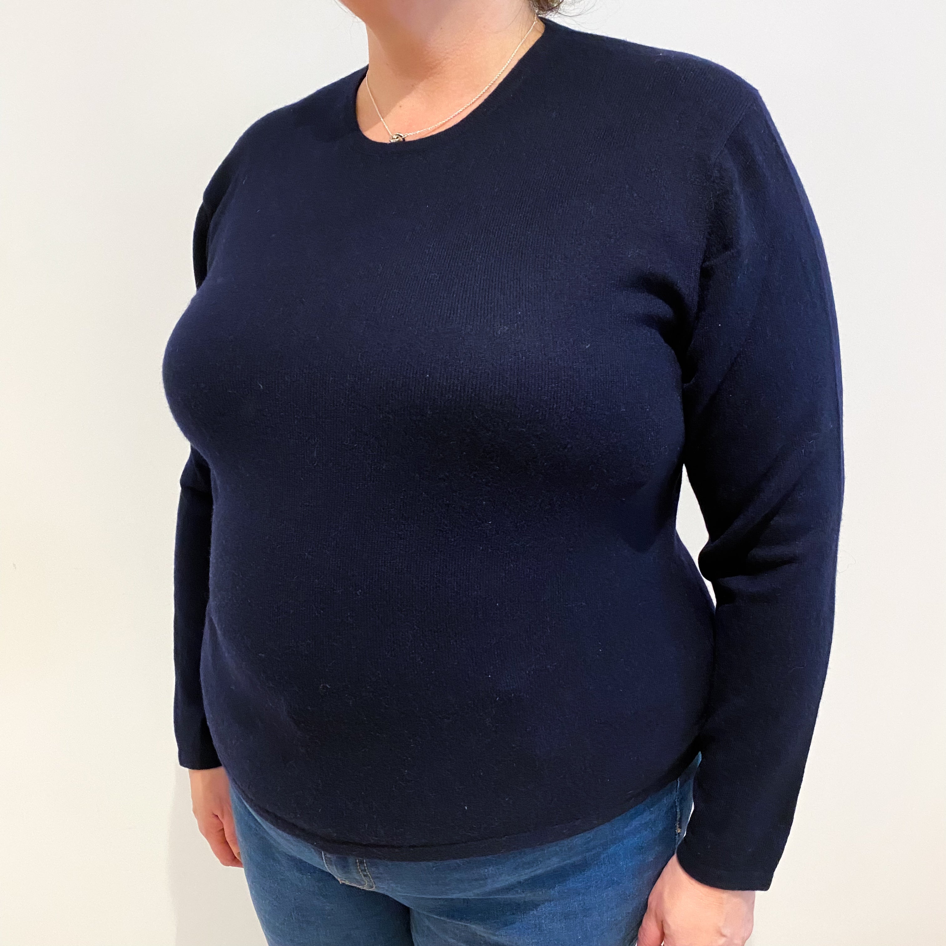 Navy Cashmere Crew Neck Jumper Extra Large