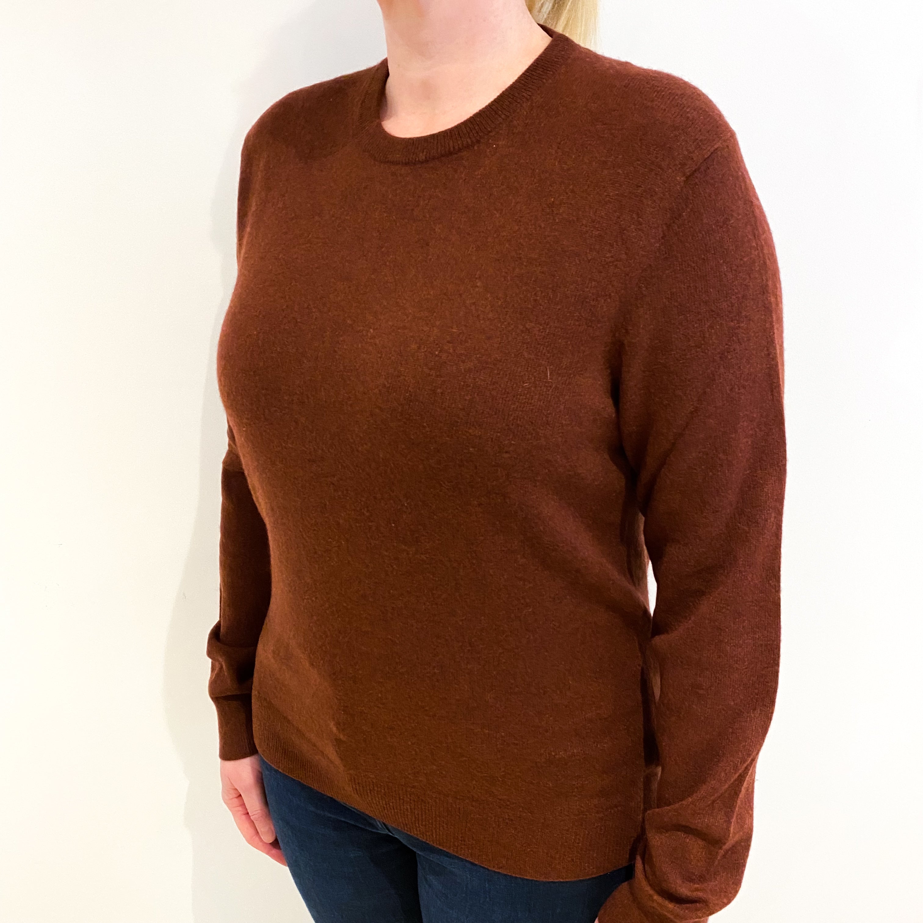Rust Red Cashmere Crew Neck Jumper Large