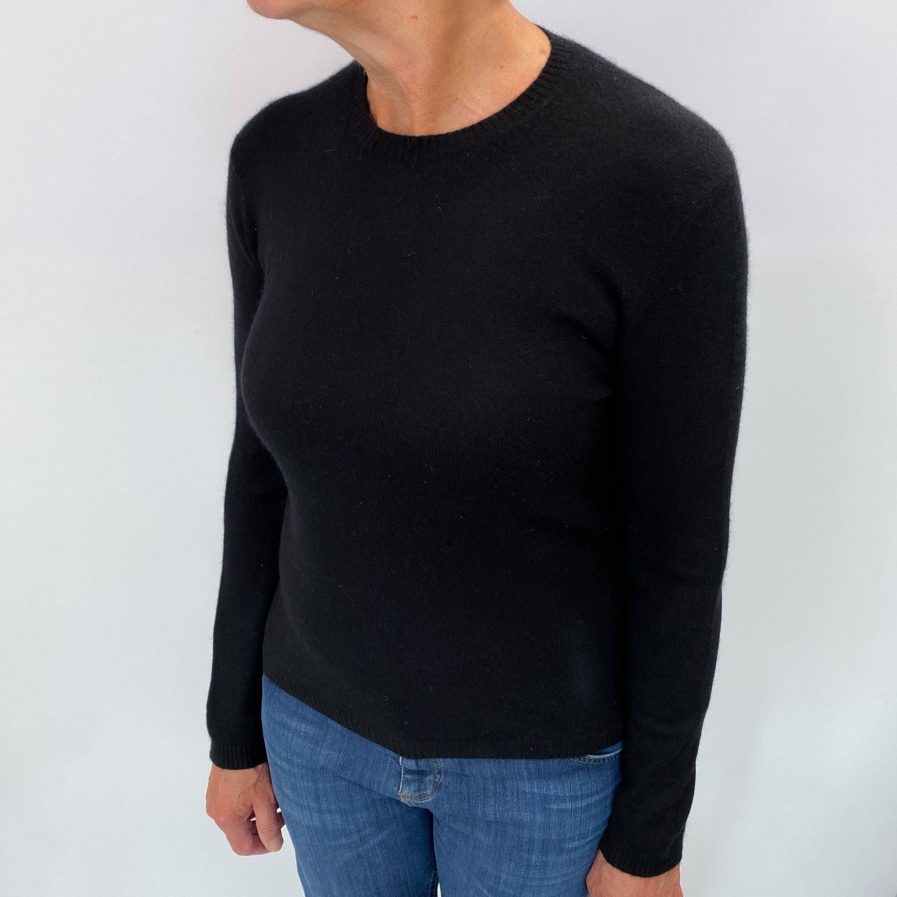 Black Cashmere Crew Neck Jumper Medium
