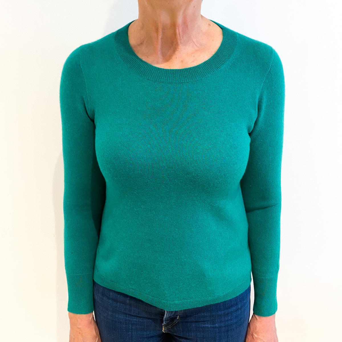 Lincoln Green Cashmere Crew Neck Jumper Medium