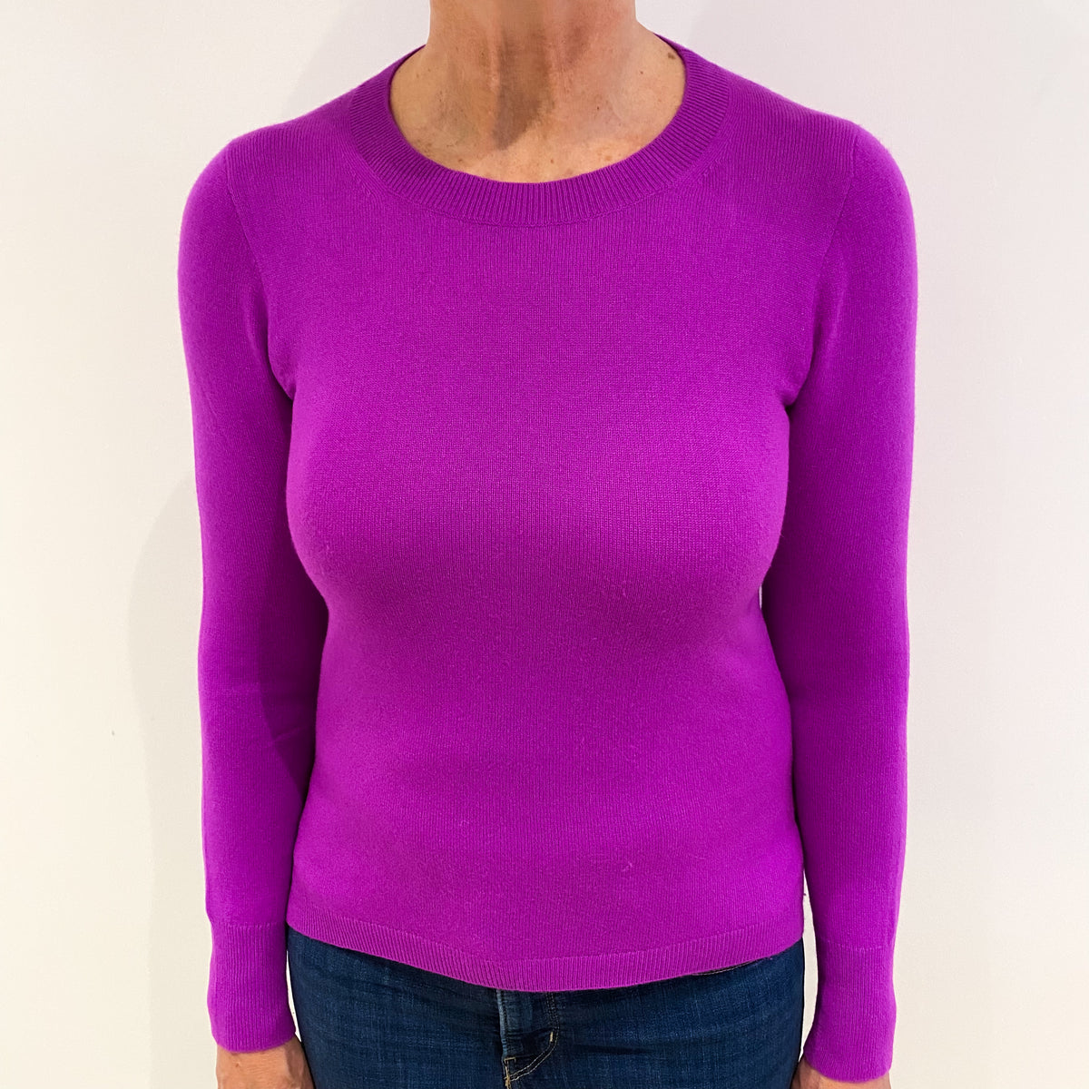 Magenta Purple Cashmere Crew Neck Jumper Medium