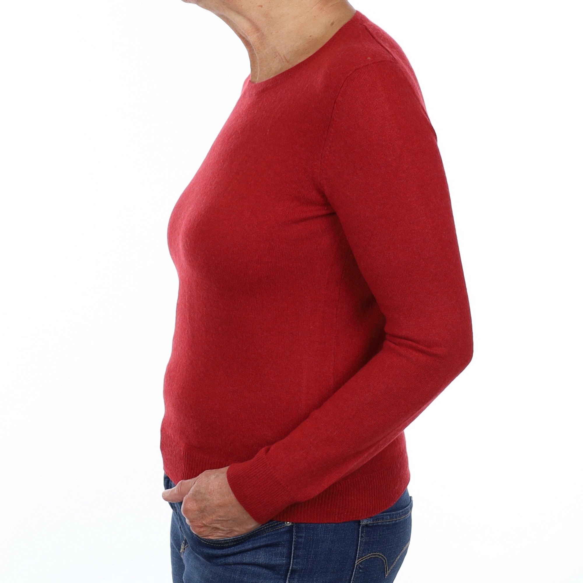 Crimson Red Cashmere Crew Neck Jumper Medium