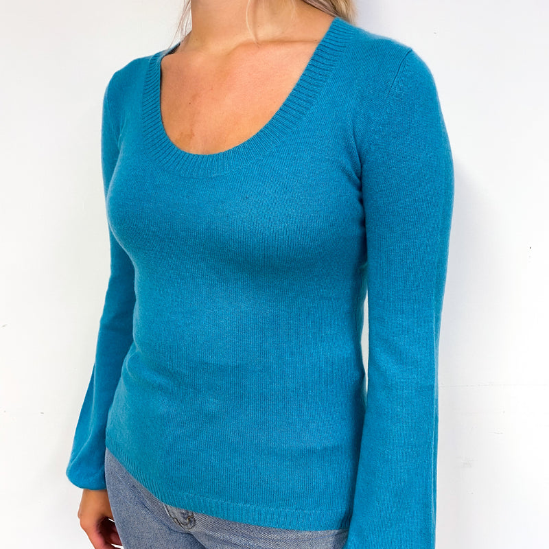 Teal Blue Cashmere Crew Neck Jumper Small