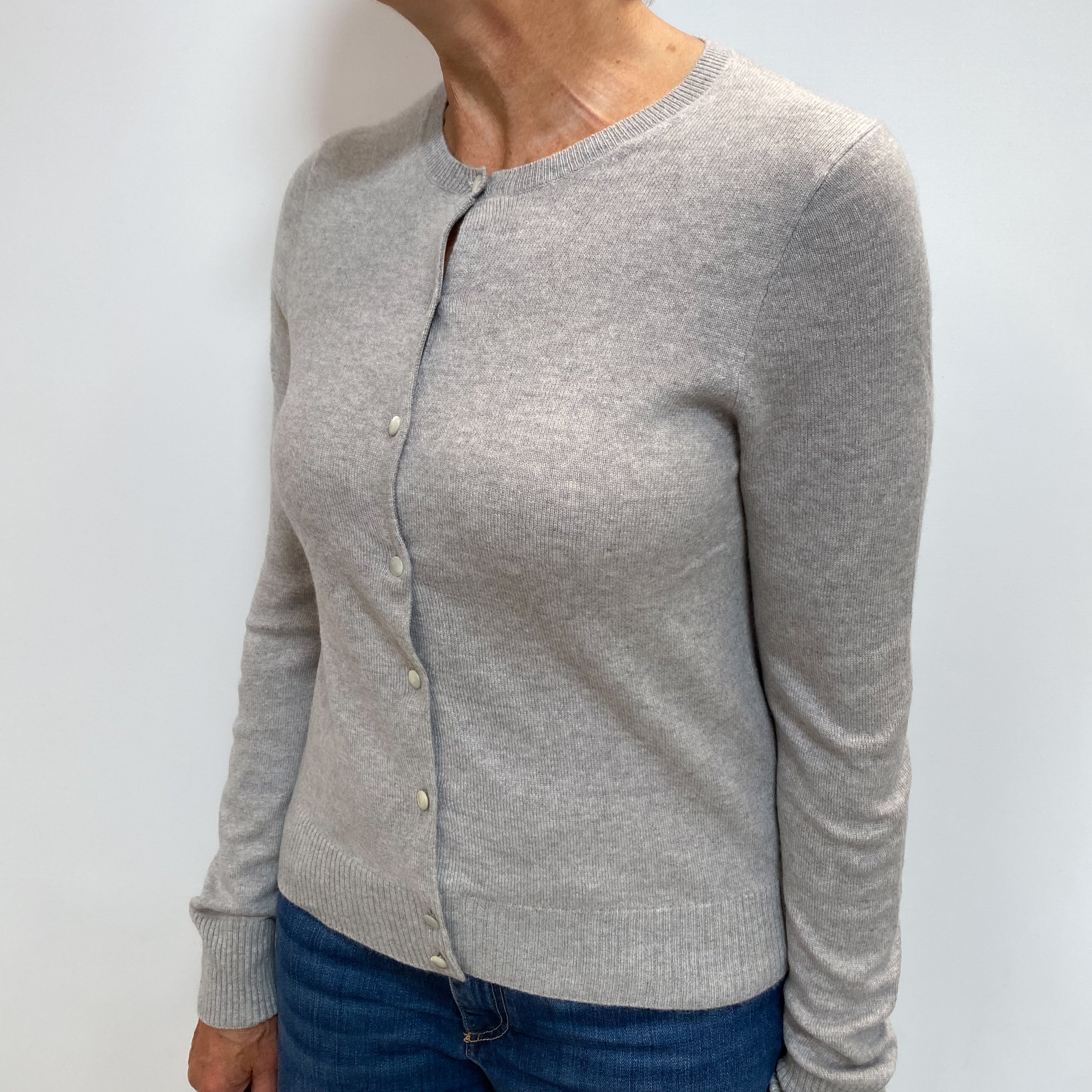 Smoke Grey Cashmere Crew Cardigan Medium