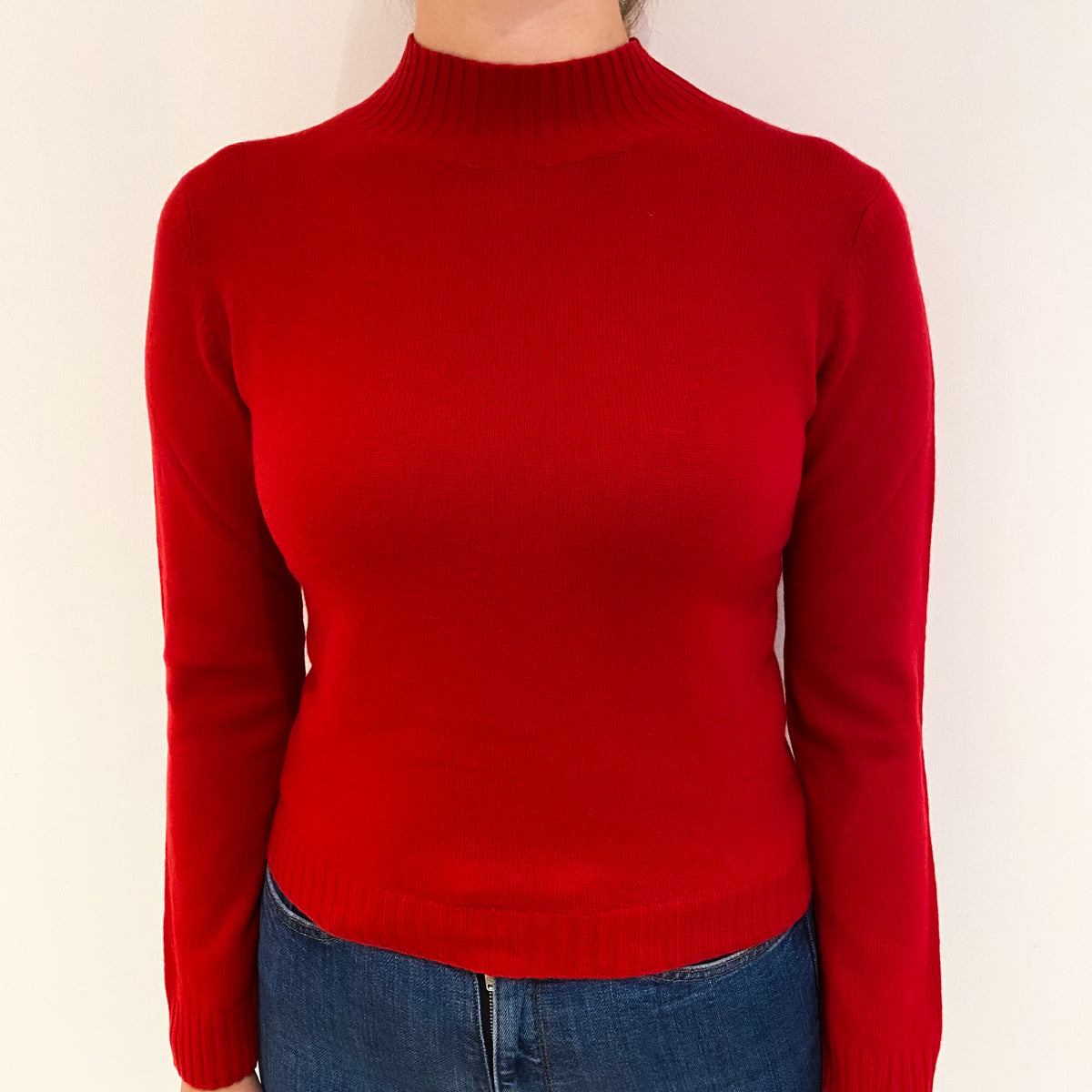 Scarlet Red Cashmere Turtle Neck Jumper Small