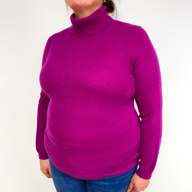 Magenta Purple Cashmere Polo Neck Jumper Extra Large