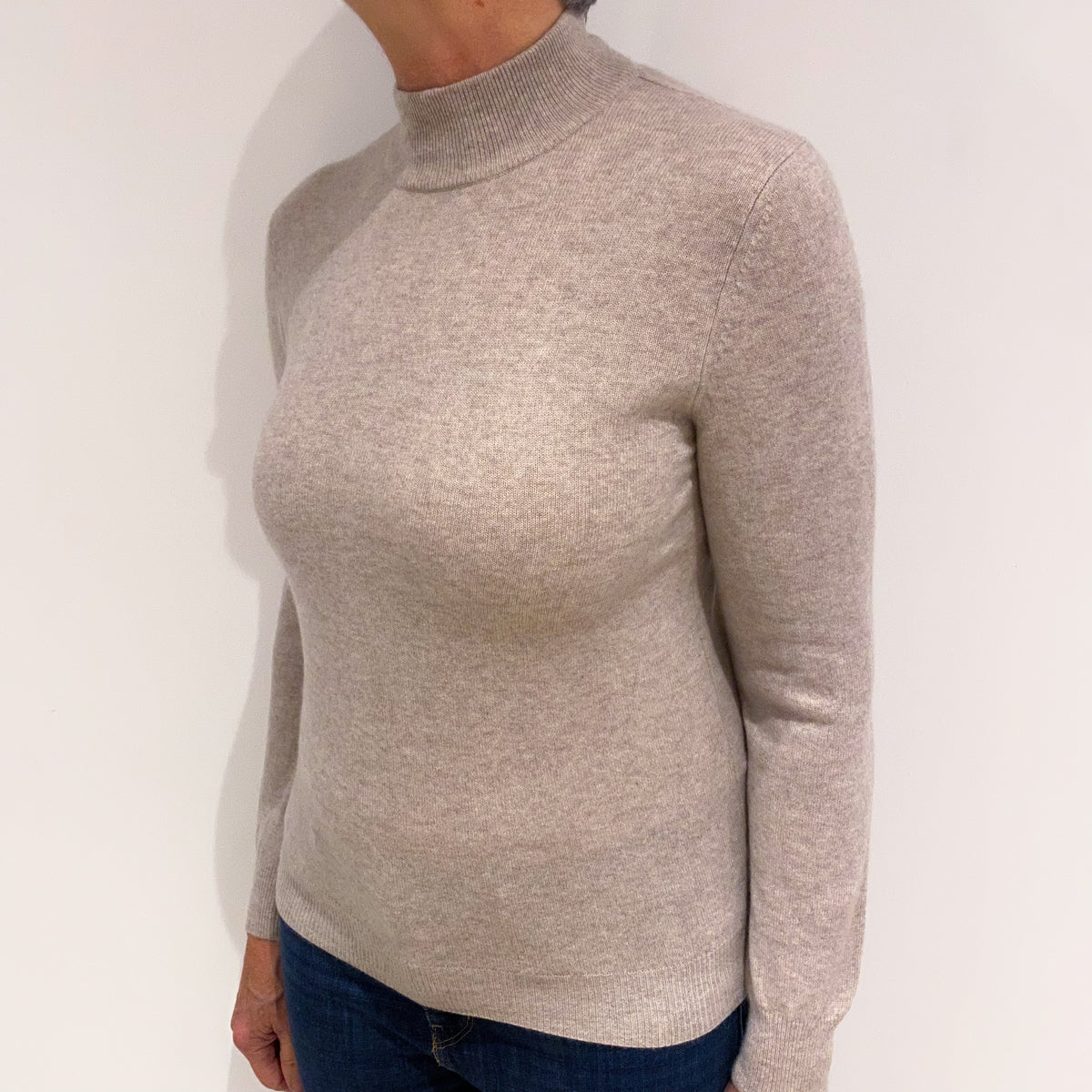 Soft Fawn Cashmere Turtle Neck Jumper Medium