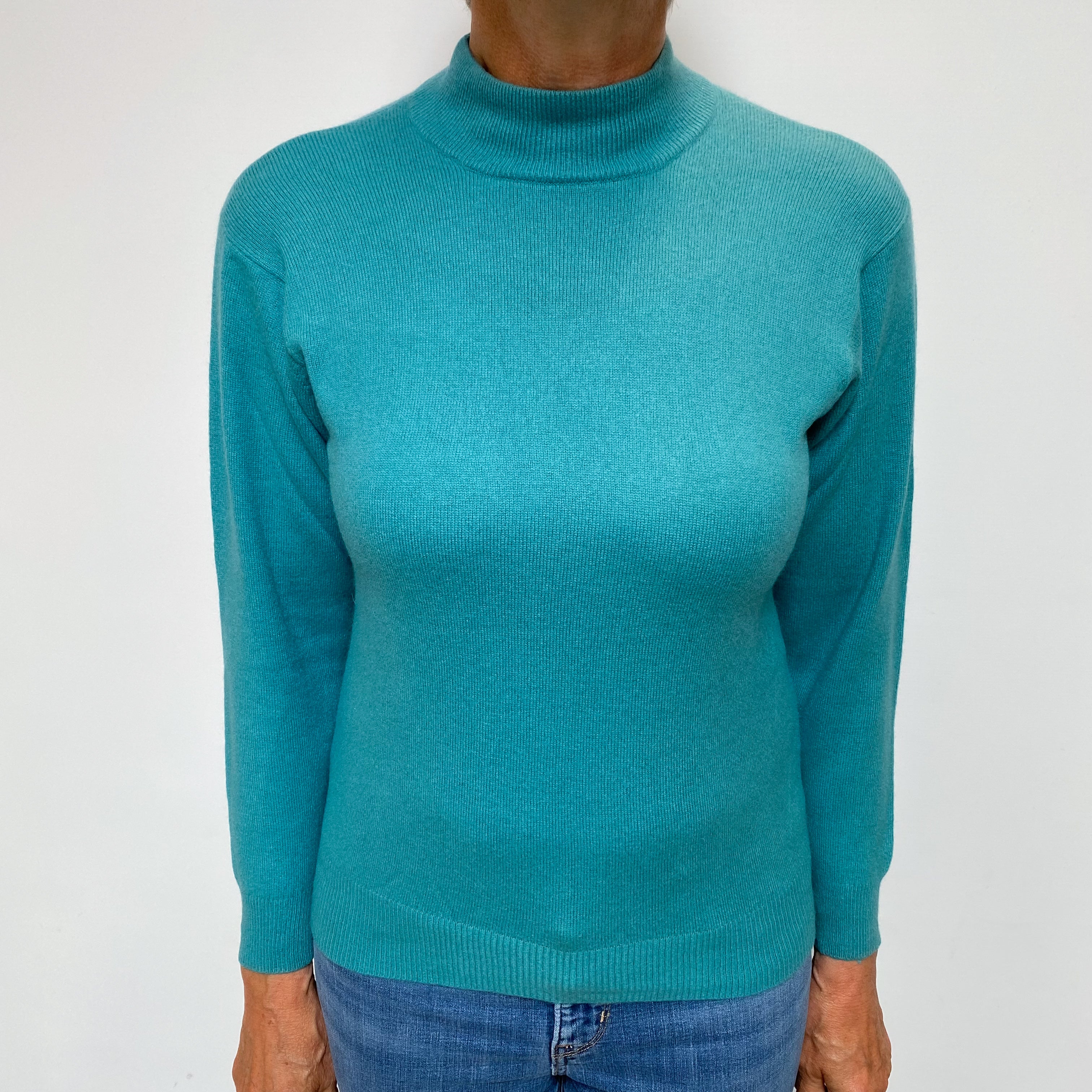 Sea Green Cashmere Turtle Neck Jumper Medium
