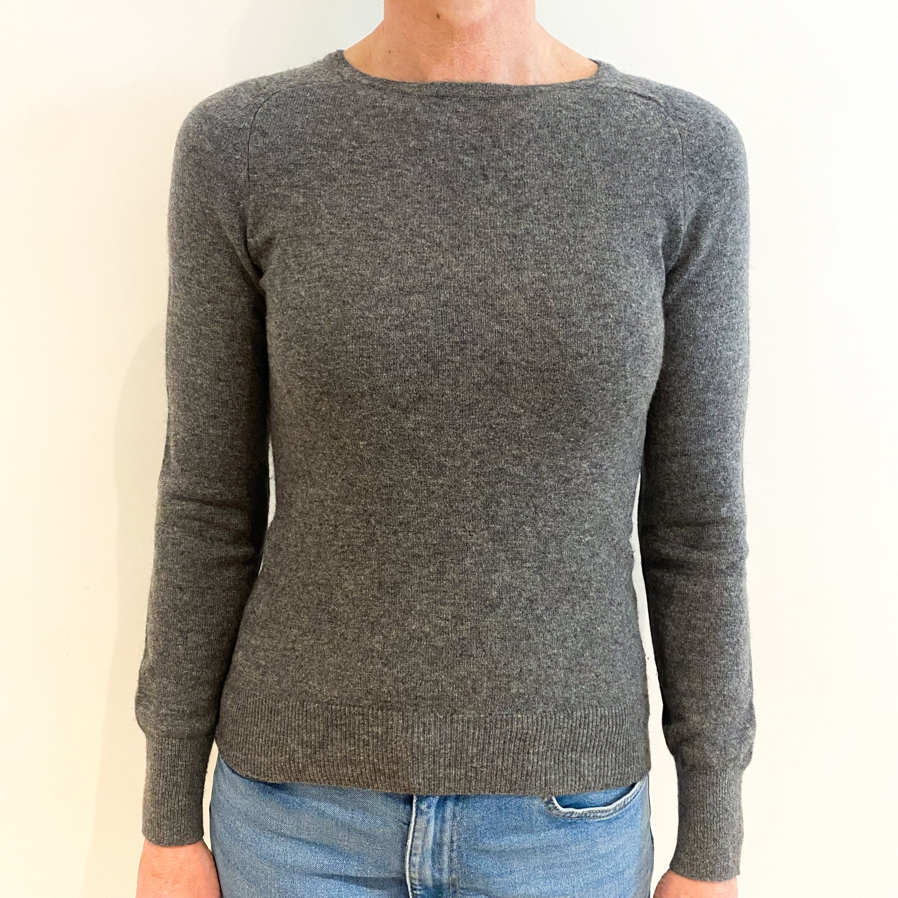 Slate Grey Cashmere Crew Neck Jumper Small
