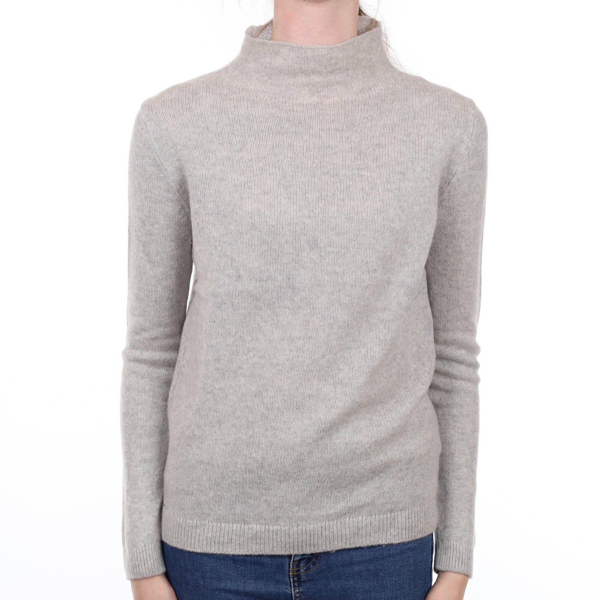 COS Mist Grey Cashmere Funnel Neck Jumper Extra Small