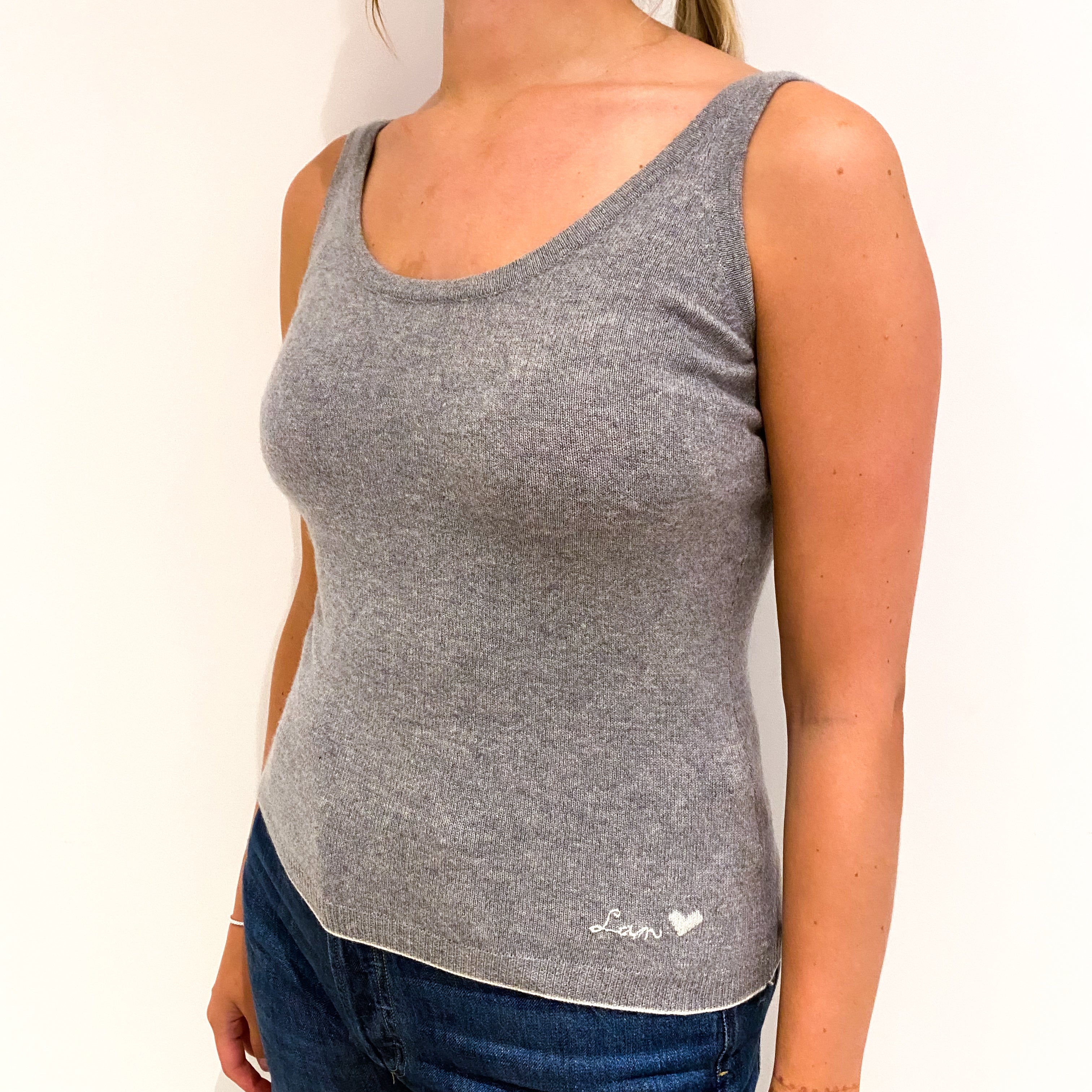 Smoke Grey Cashmere Tank Top Small