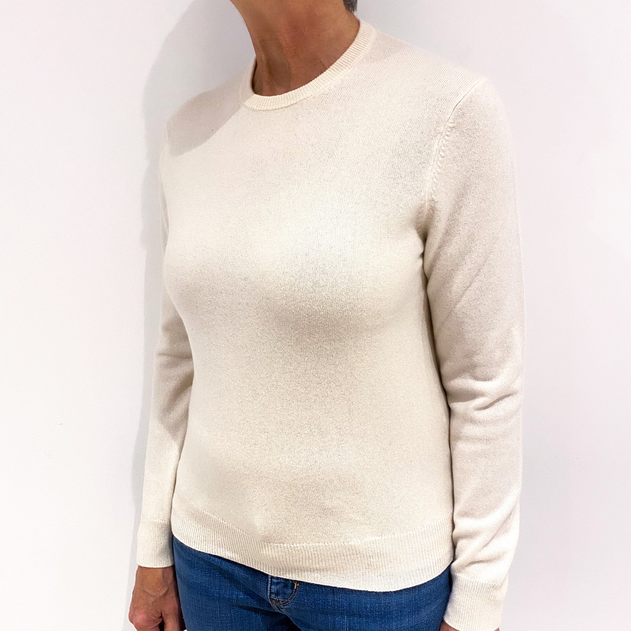 Cream Cashmere Crew Neck Jumper Medium