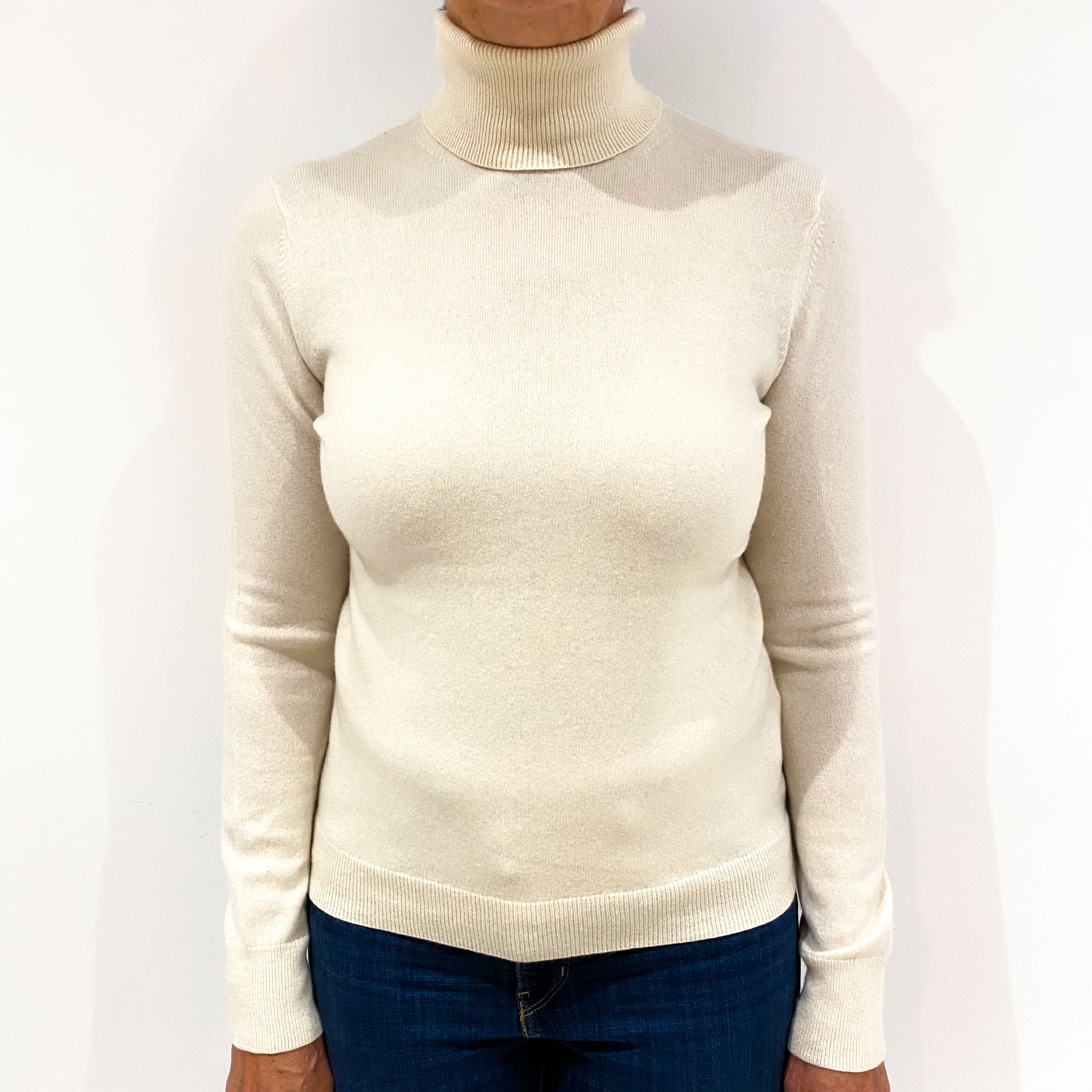 Cream Cashmere Polo Neck Jumper Medium