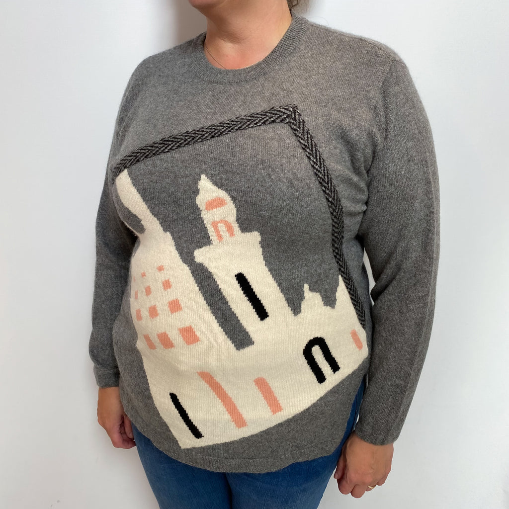 Slate Grey Photo Design Cashmere Crew Neck Jumper Extra Large