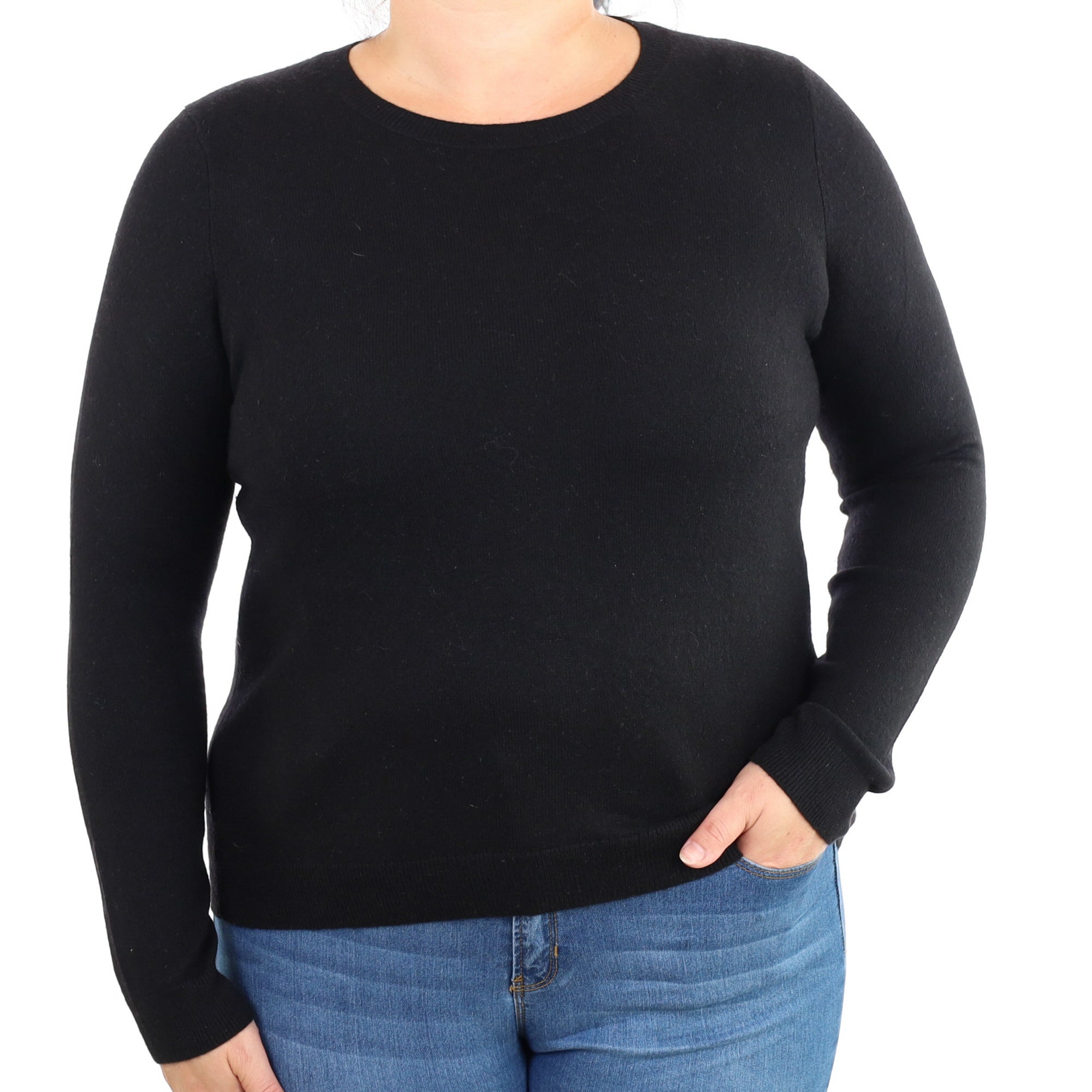 Black Cashmere Crew Neck Jumper Large