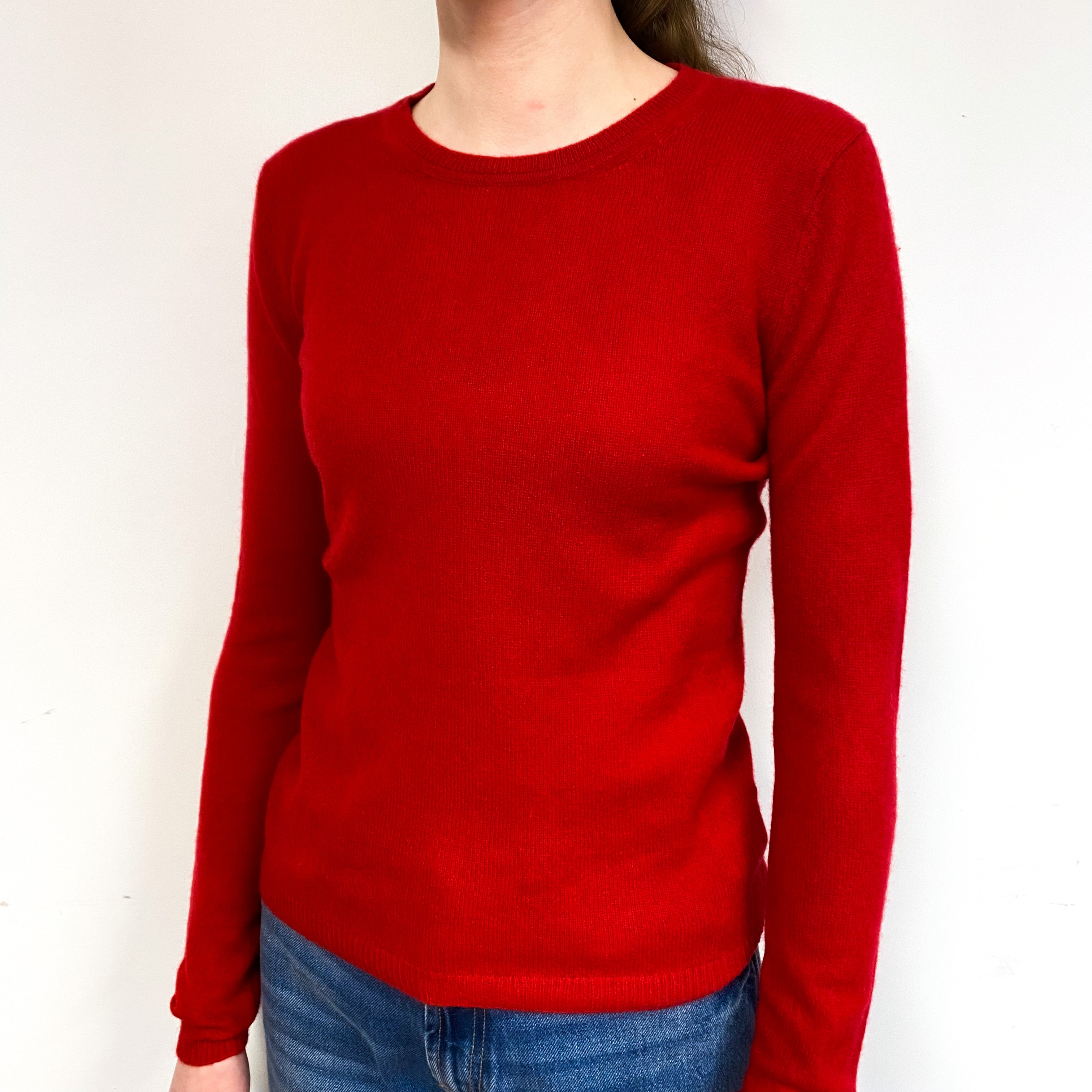 Scarlet Red Cashmere Crew Neck Jumper Extra Small