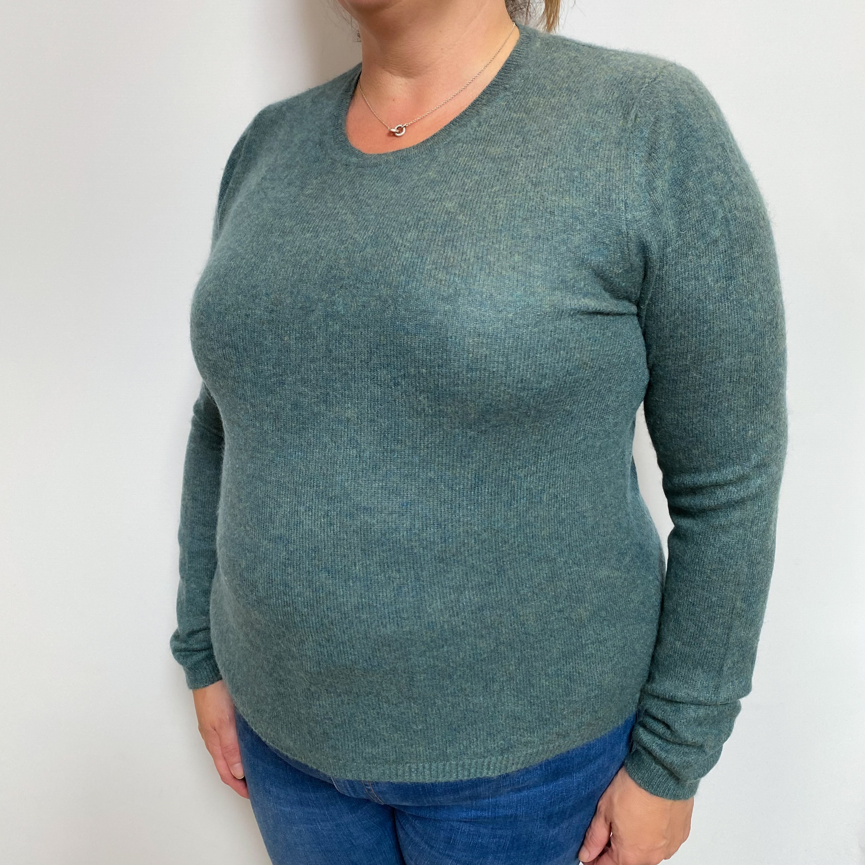 Spruce Green Cashmere Crew Neck Jumper Extra Large