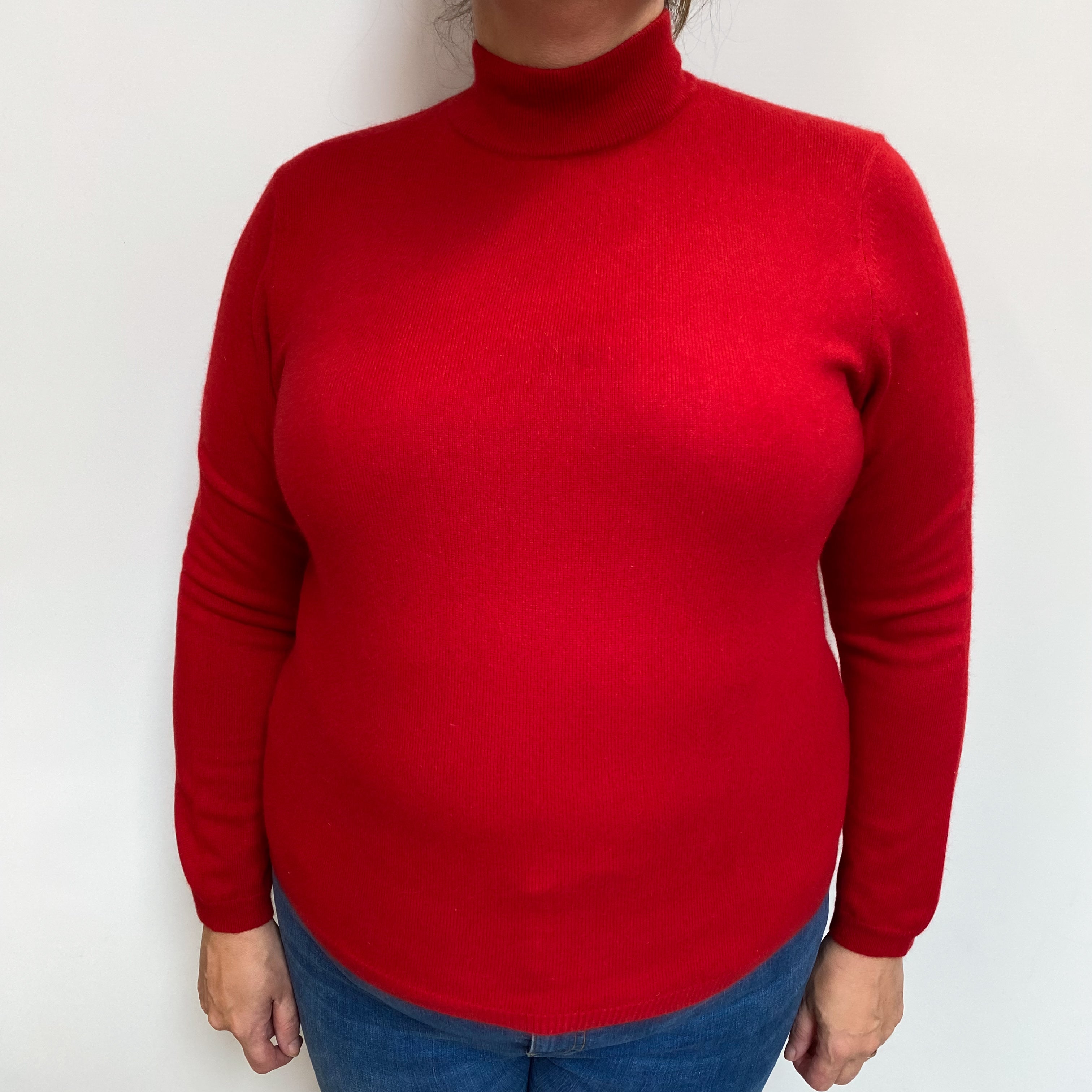 Scarlet Red Cashmere Turtle Neck Jumper Extra Large