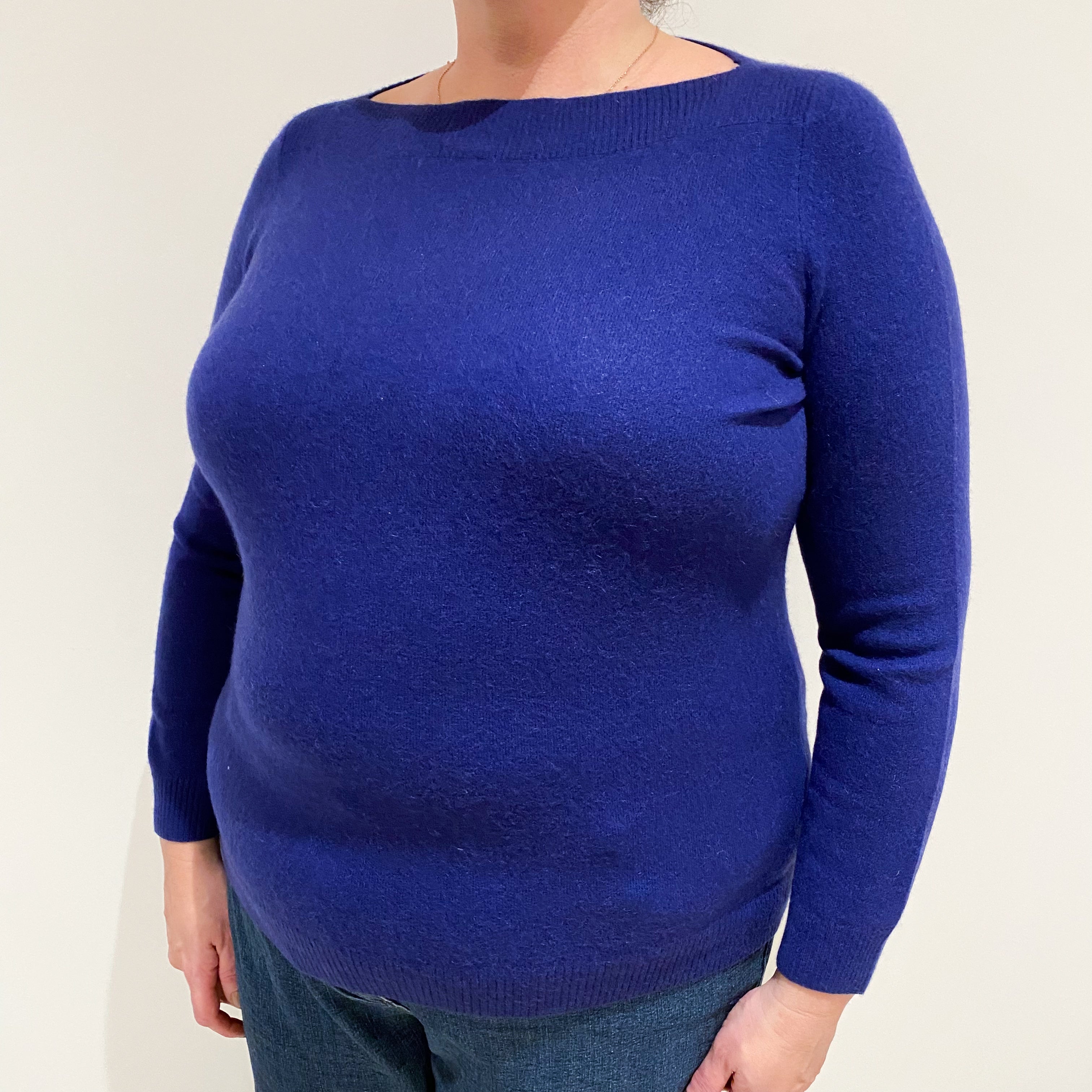 Indigo Blue Cashmere Boat Neck Jumper Extra Large