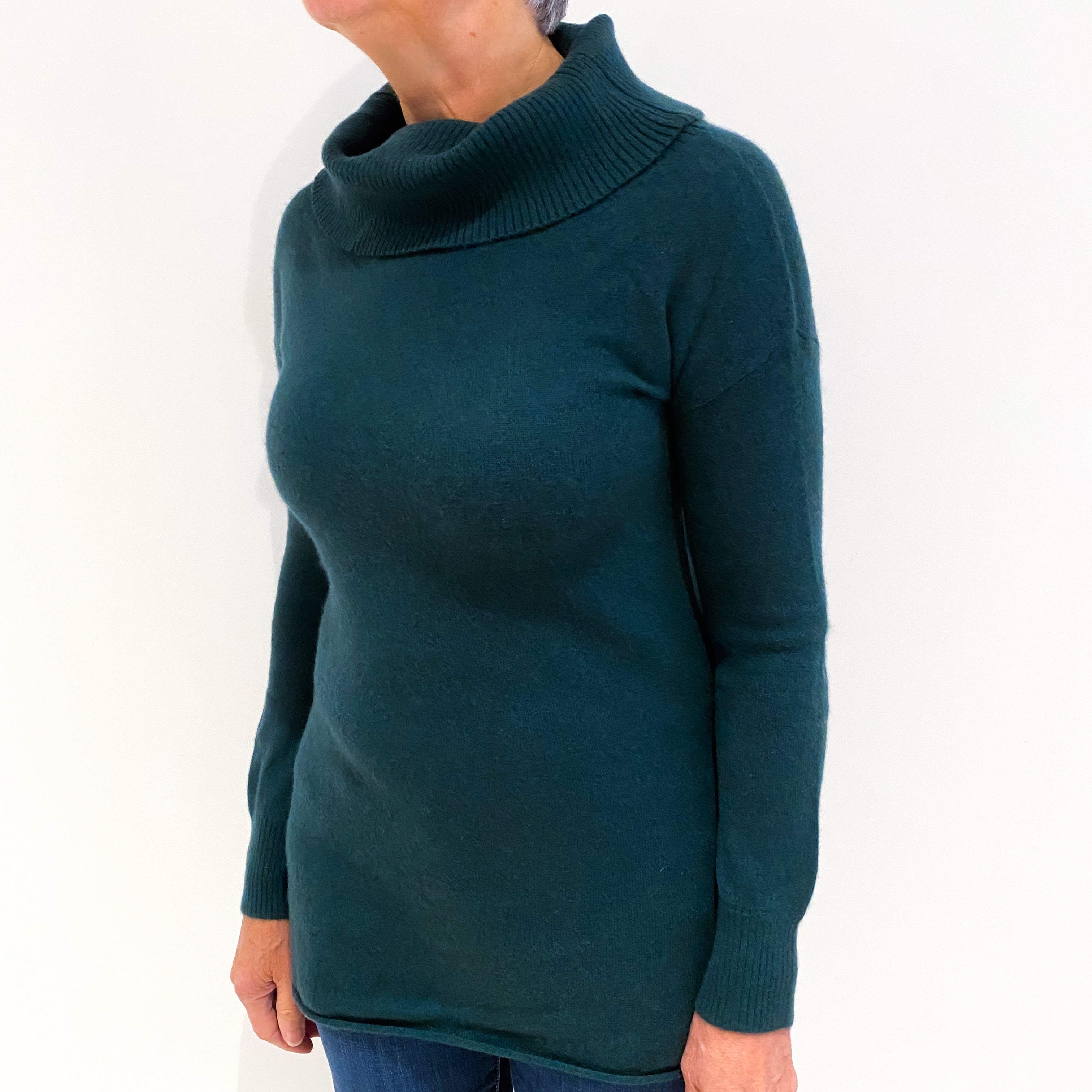 Forest Green Cashmere Cowl Neck Jumper Medium
