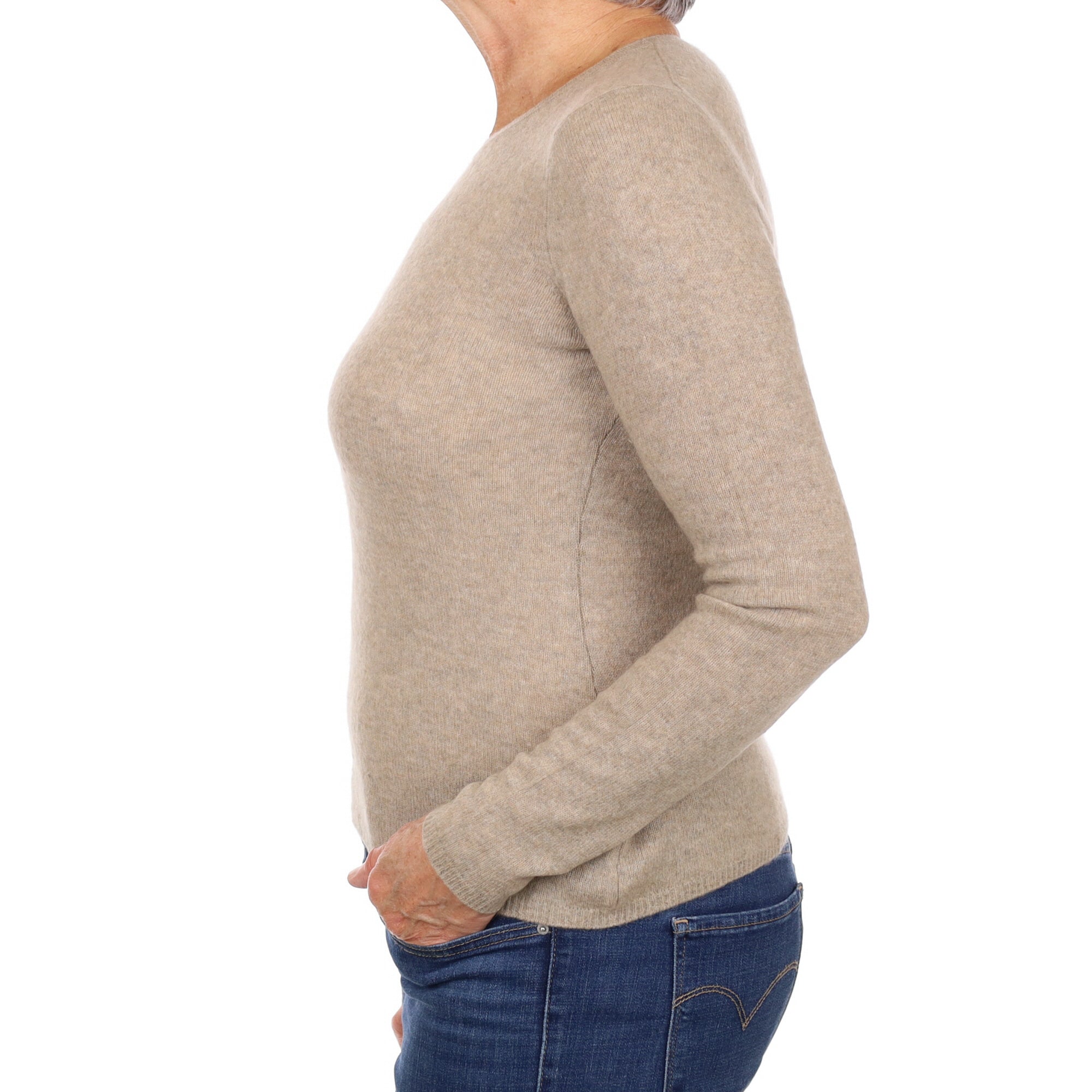 Biscuit Brown Cashmere Crew Neck Jumper Medium