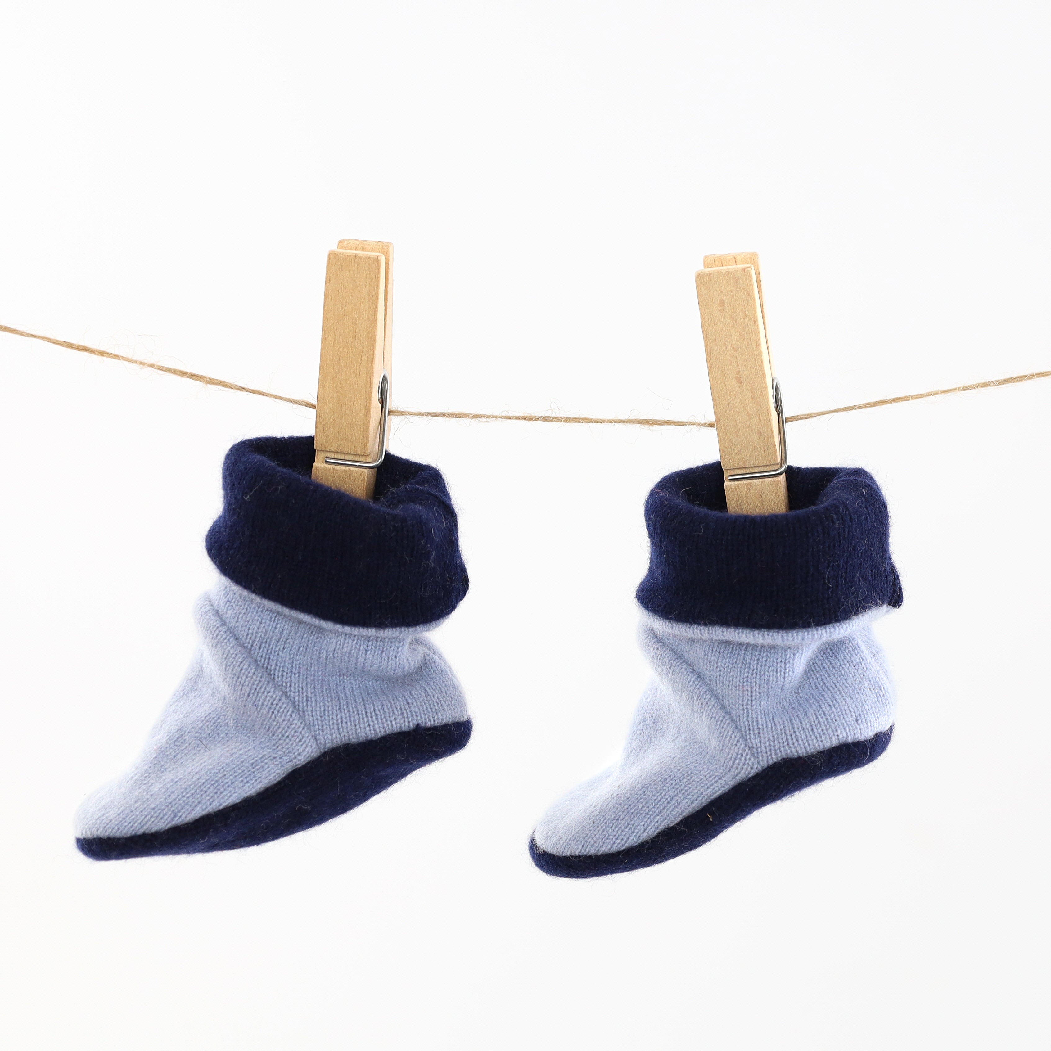 Navy and Sky Blue Cashmere Baby Boots