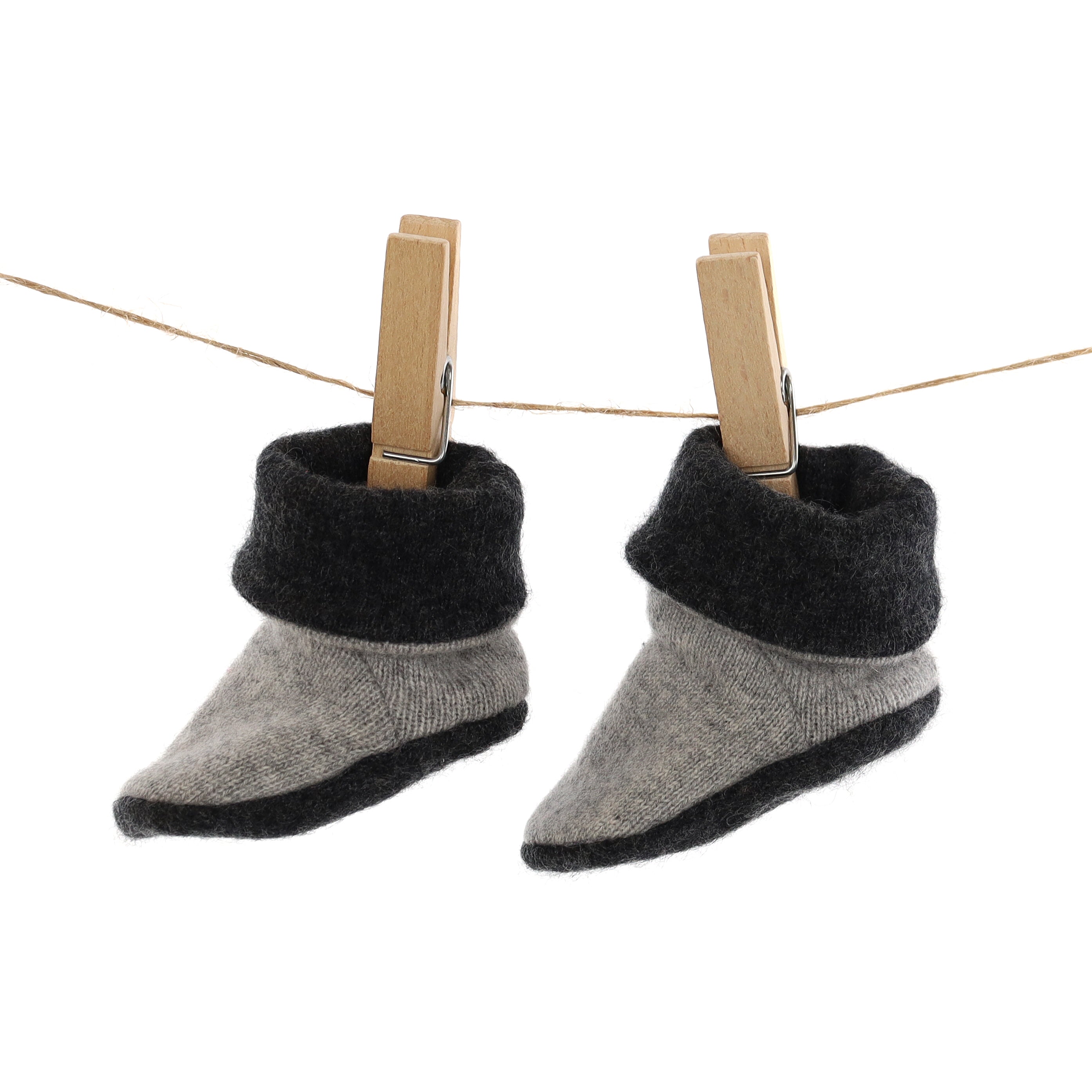 Smoke and Charcoal Grey Cashmere Baby Boots
