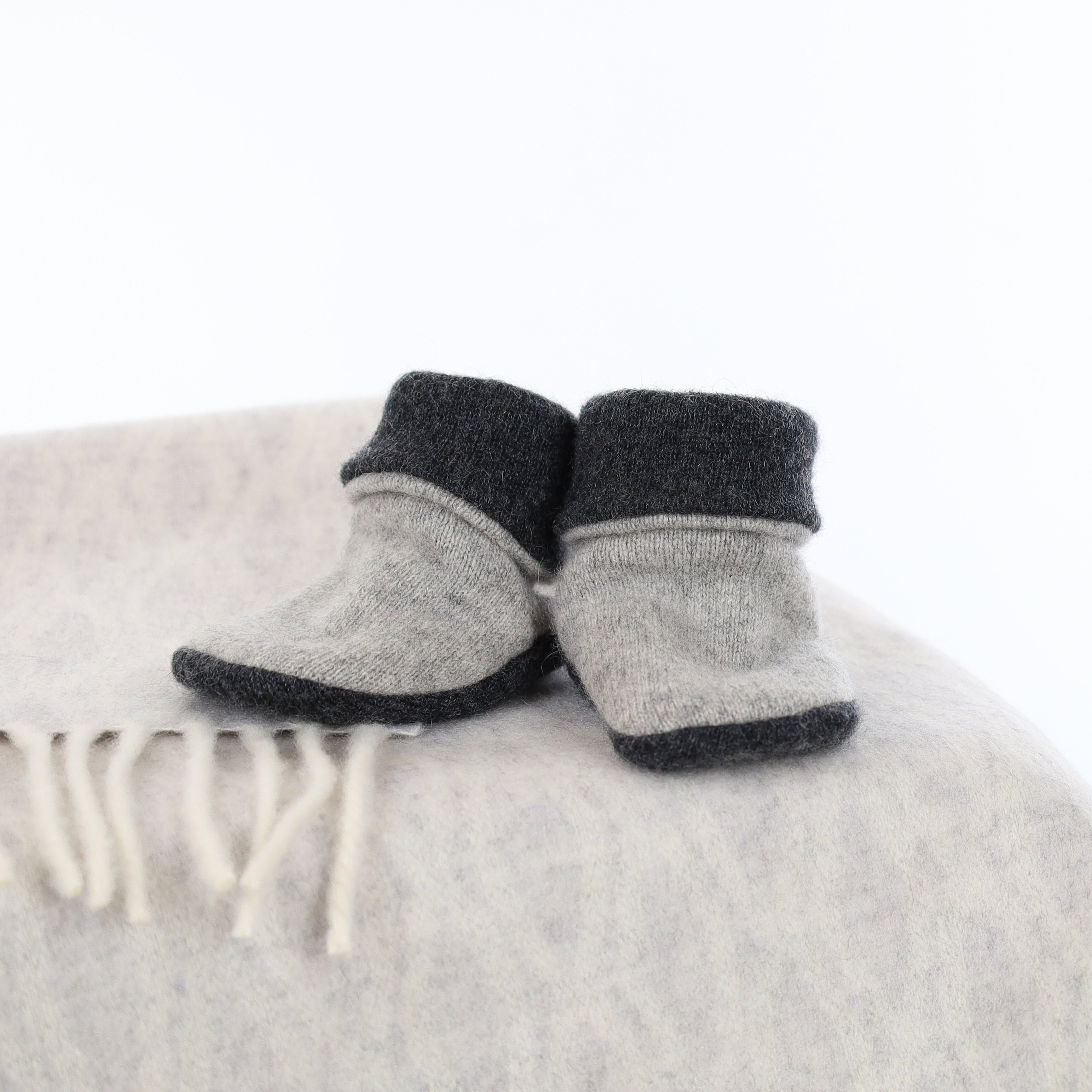 Smoke and Charcoal Grey Cashmere Baby Boots