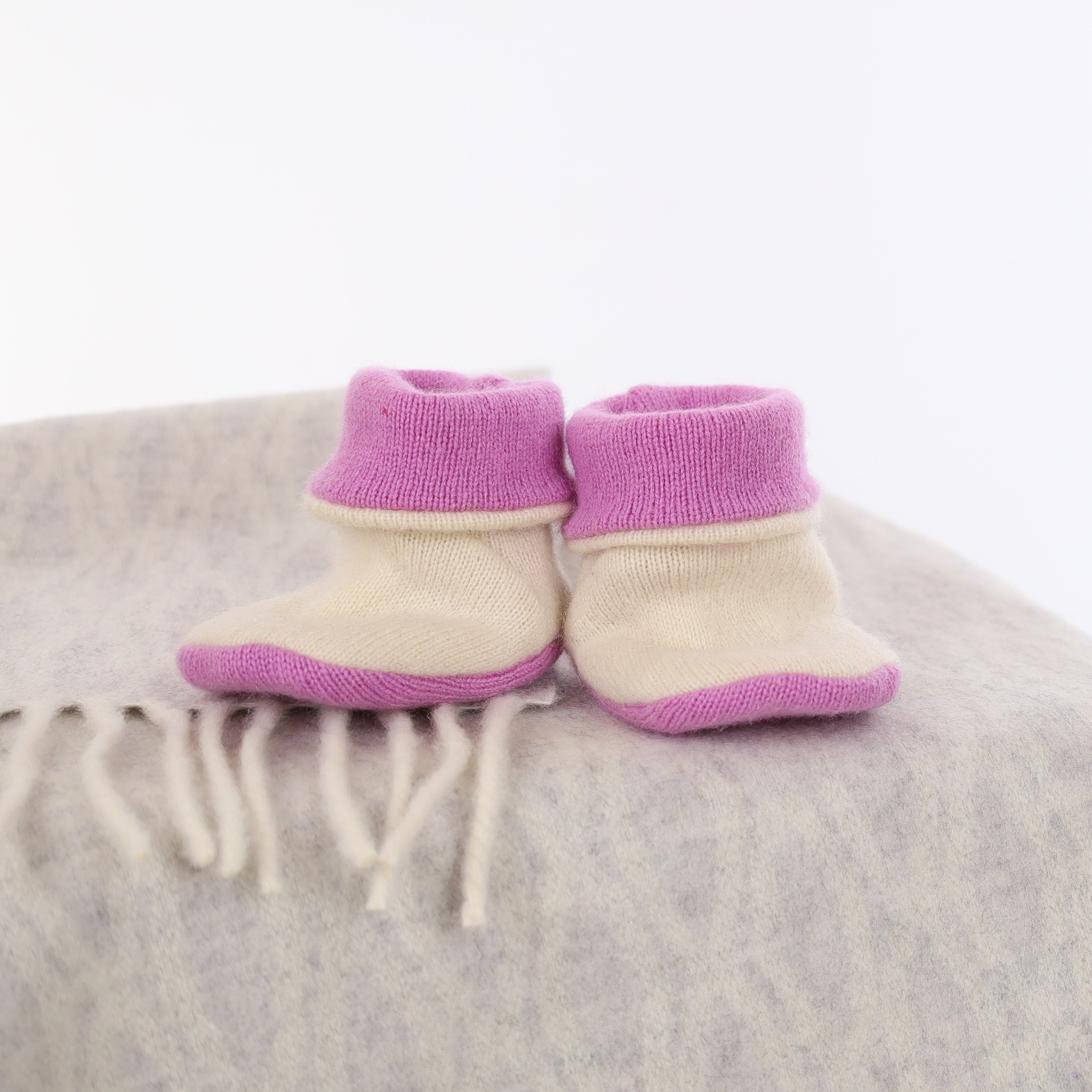 Purple and Cream Cashmere Baby Boots