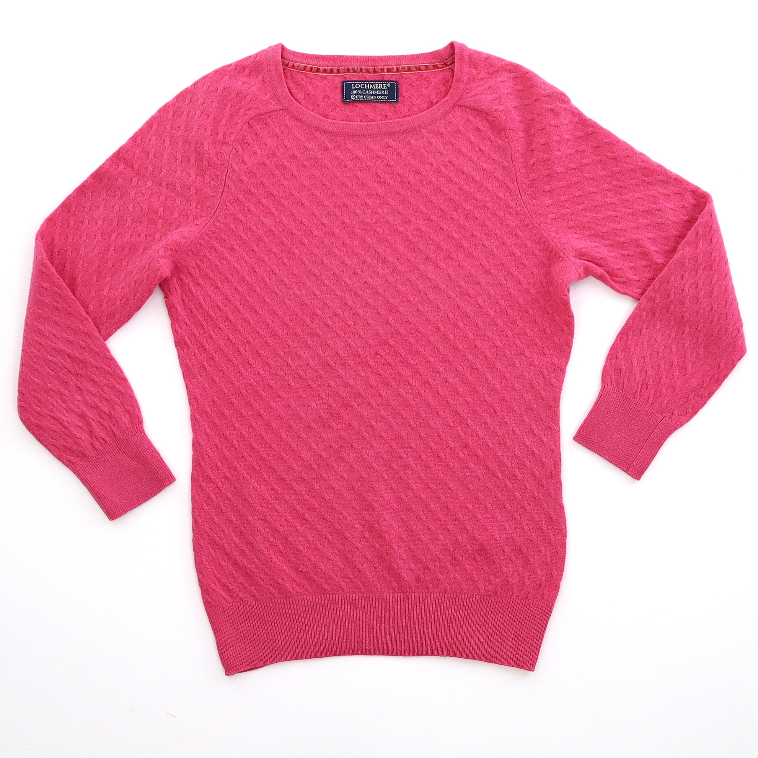 Children’s Raspberry Textured Knit Cashmere Crew Neck Jumper Age 11-12