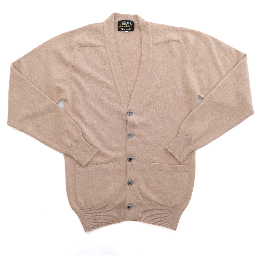 Children’s Biscuit Beige Cashmere V Neck Cardigan Boys Age 14