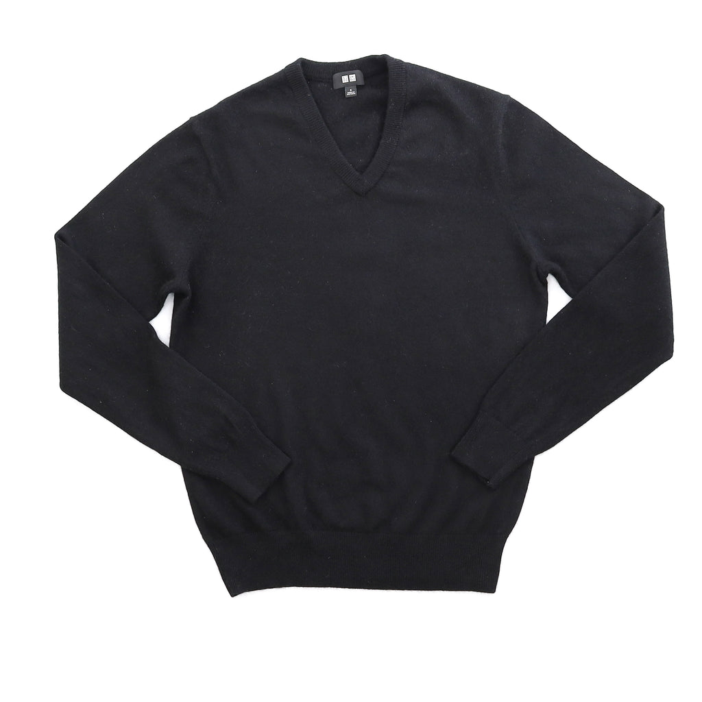 Children’s Black Cashmere V Neck Jumper Age 12