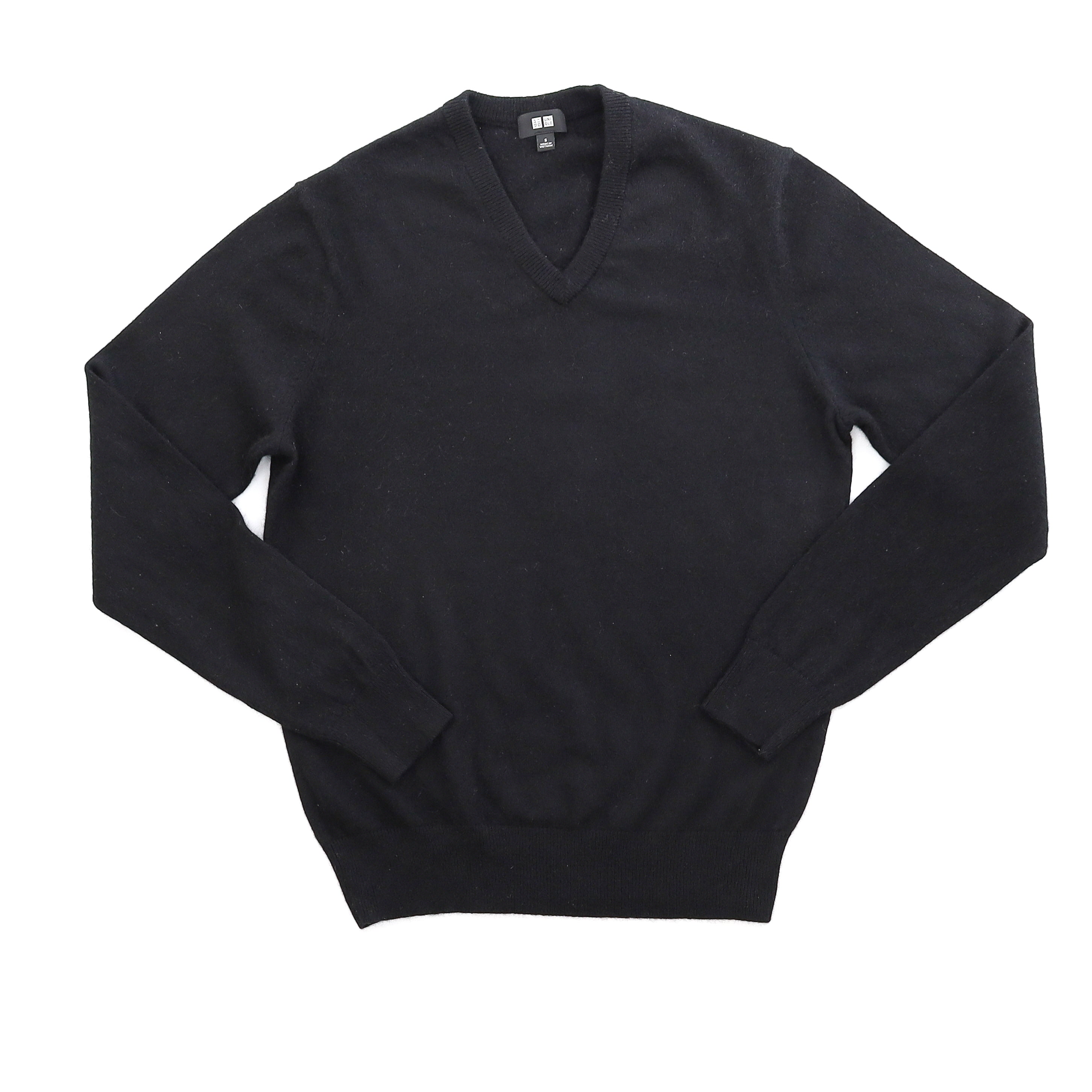 Children’s Black Cashmere V Neck Jumper Age 12