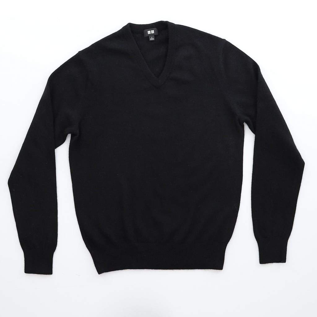 Children’s Black Cashmere V Neck Jumper Age 12