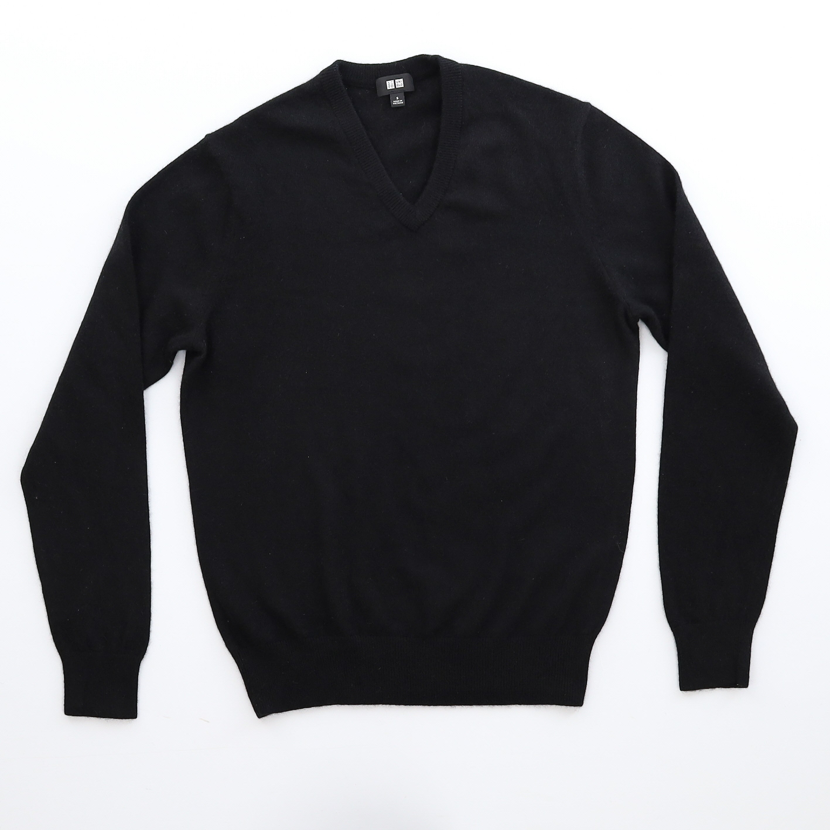 Children’s Black Cashmere V Neck Jumper Age 12