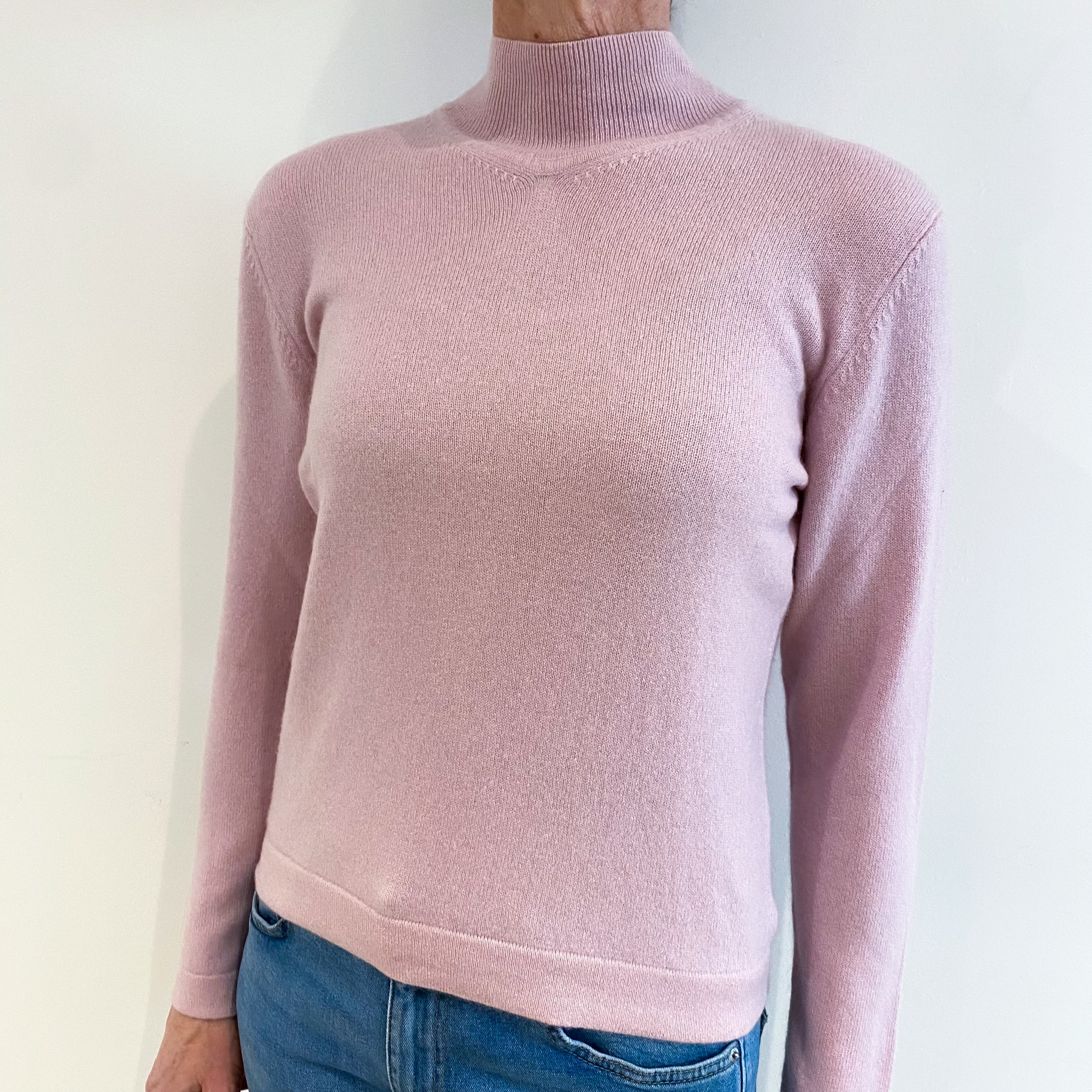 Mauve Pink Cashmere Turtle Neck Jumper Small