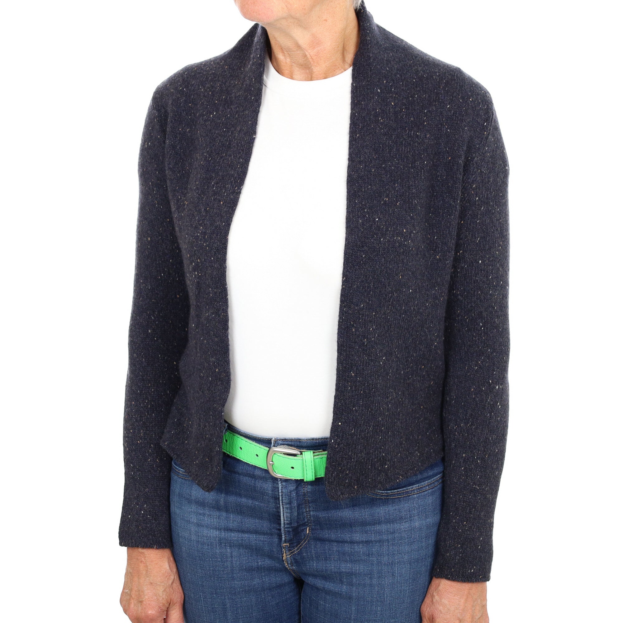 Charcoal Grey Marl Cashmere Edge To Edge Cardigan Medium