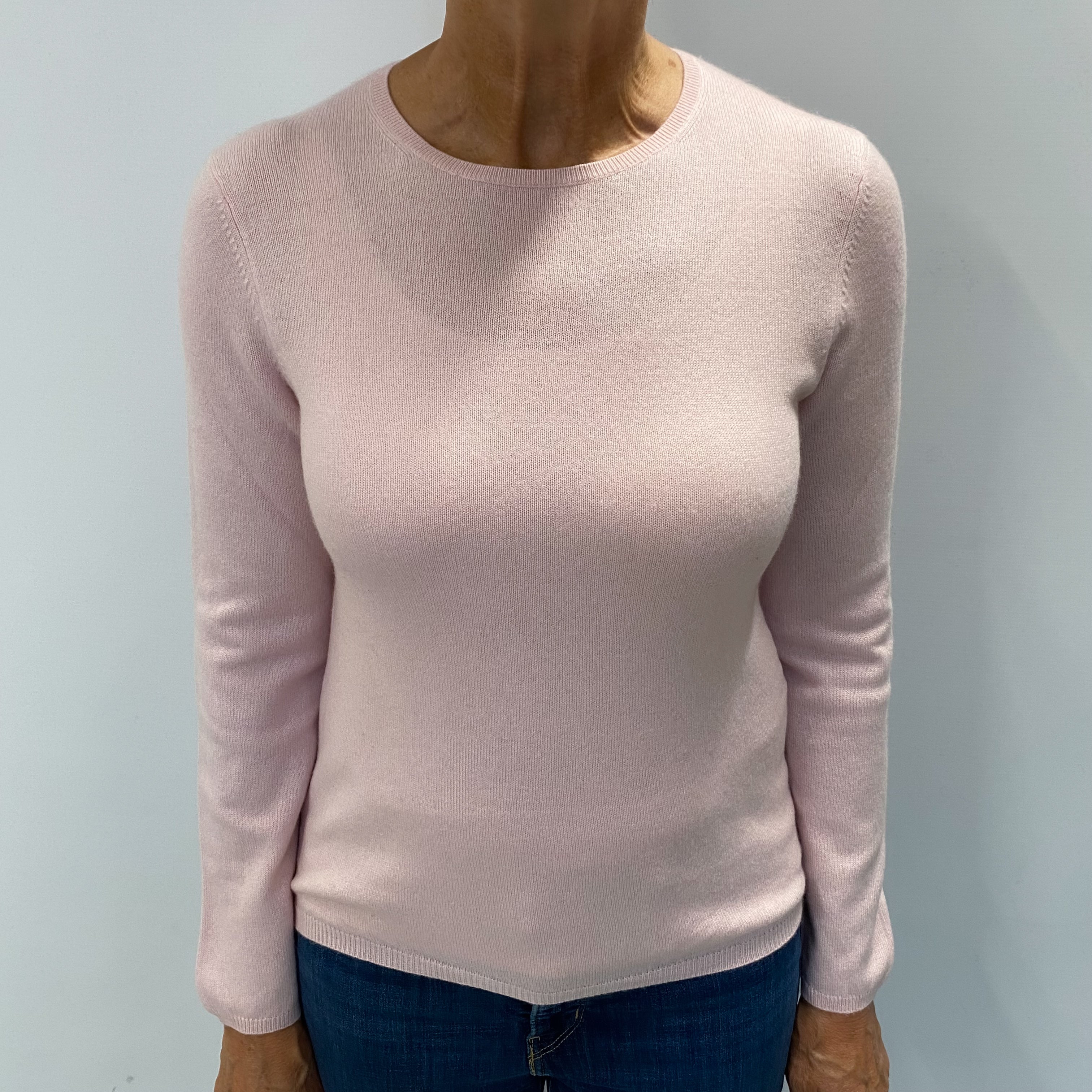 Carnation Pink Cashmere Crew Neck Jumper Medium