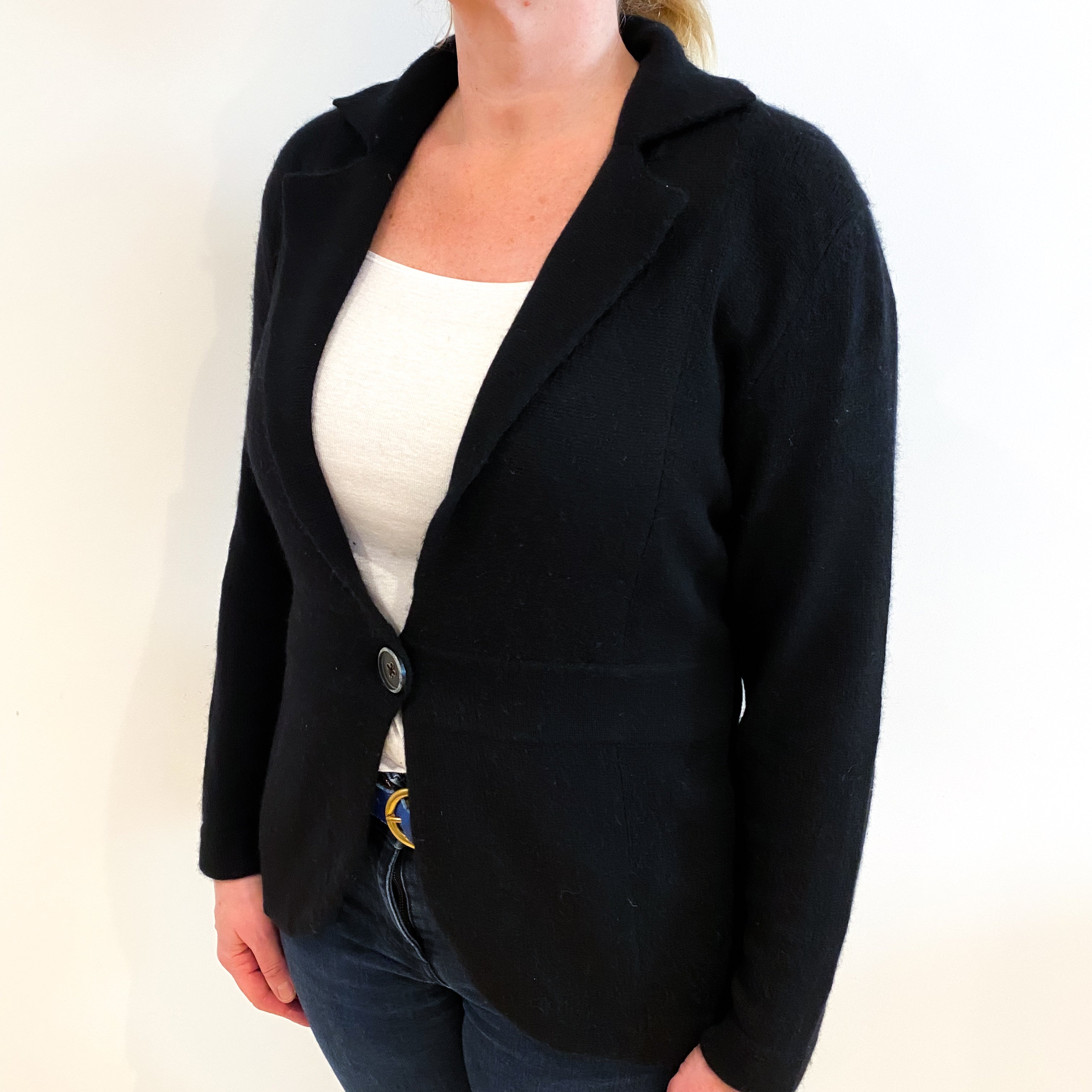 Black Cashmere Collared Jacket Large