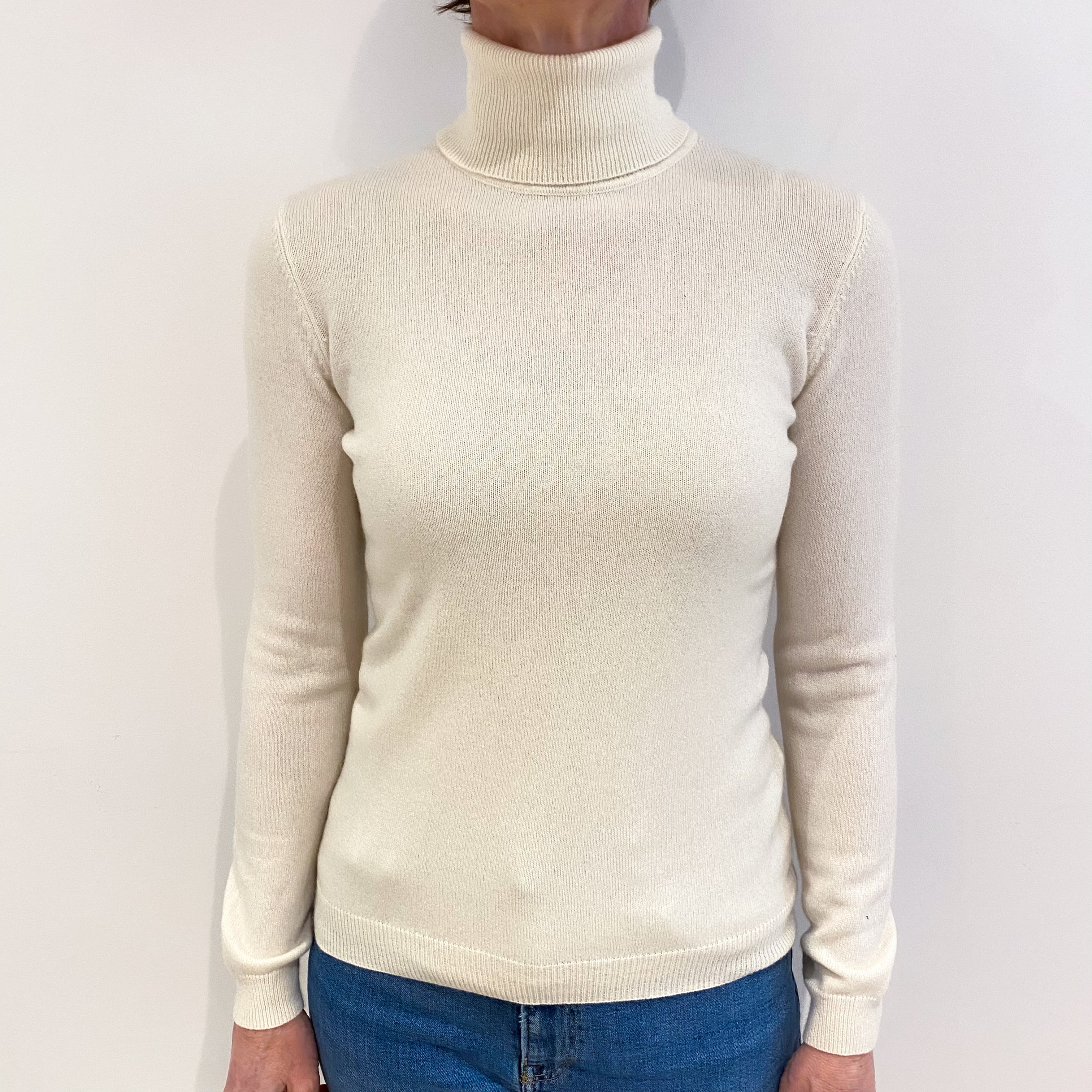 Cream Cashmere Polo Neck Jumper Small